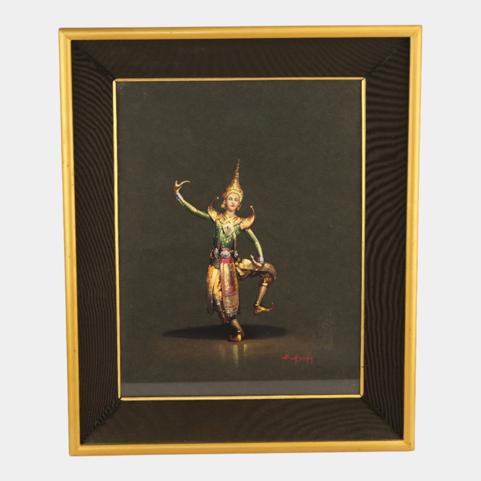 Vintage Indonesian Traditional Dancer Framed Painting Signed Boon Yang (1 of 2)