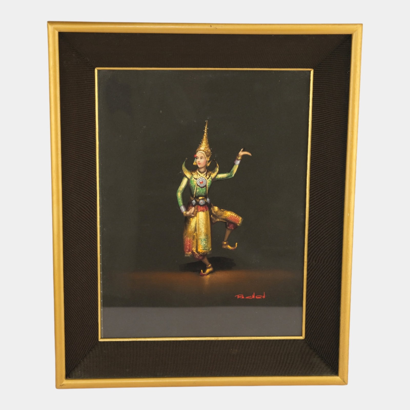 Vintage Indonesian Traditional Dancer Framed Painting Signed Pacnen (1 of 2)