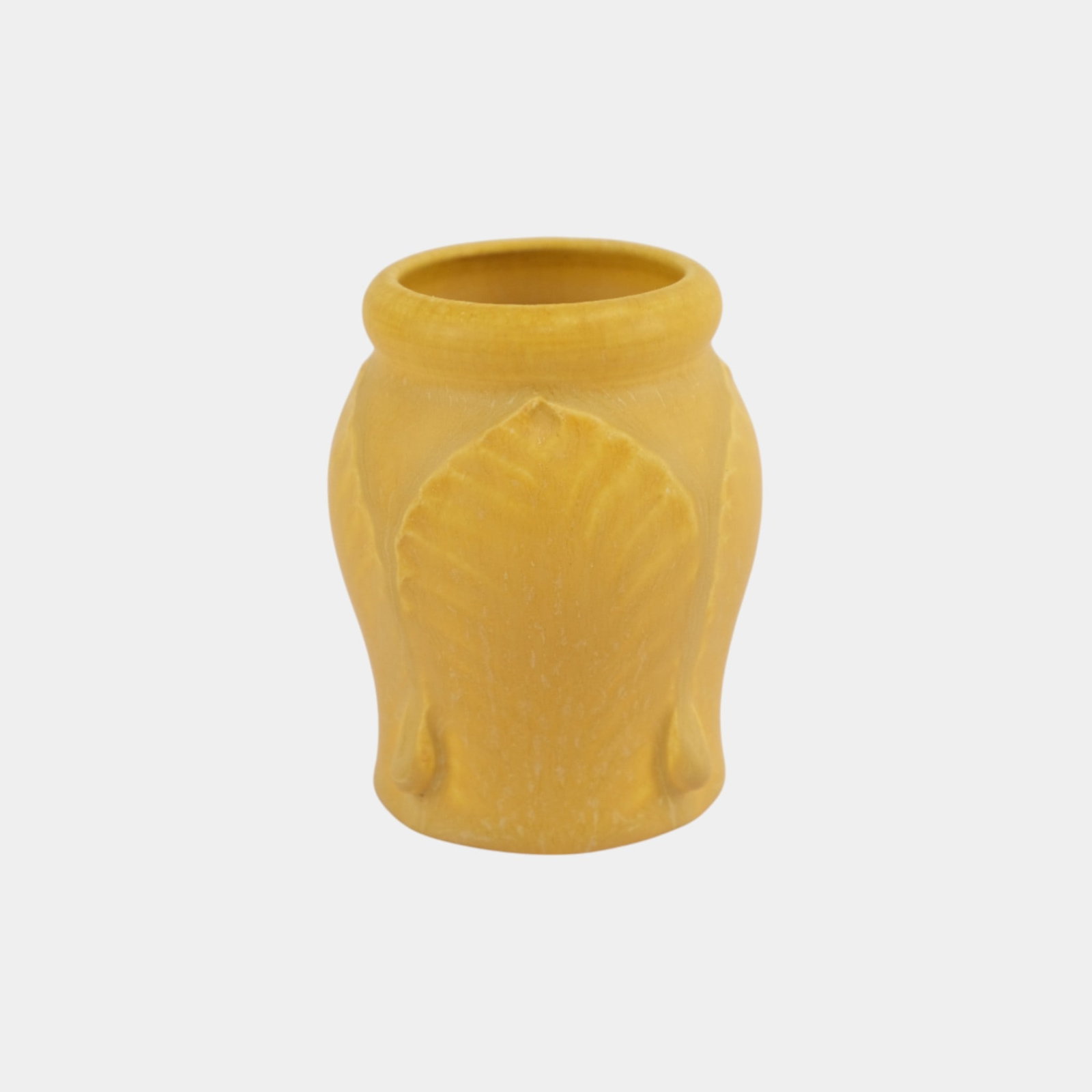 Ephraim Faience 2009 Miniature Satin Yellow Apple Leaf Art Pottery Vase (1 of 3)