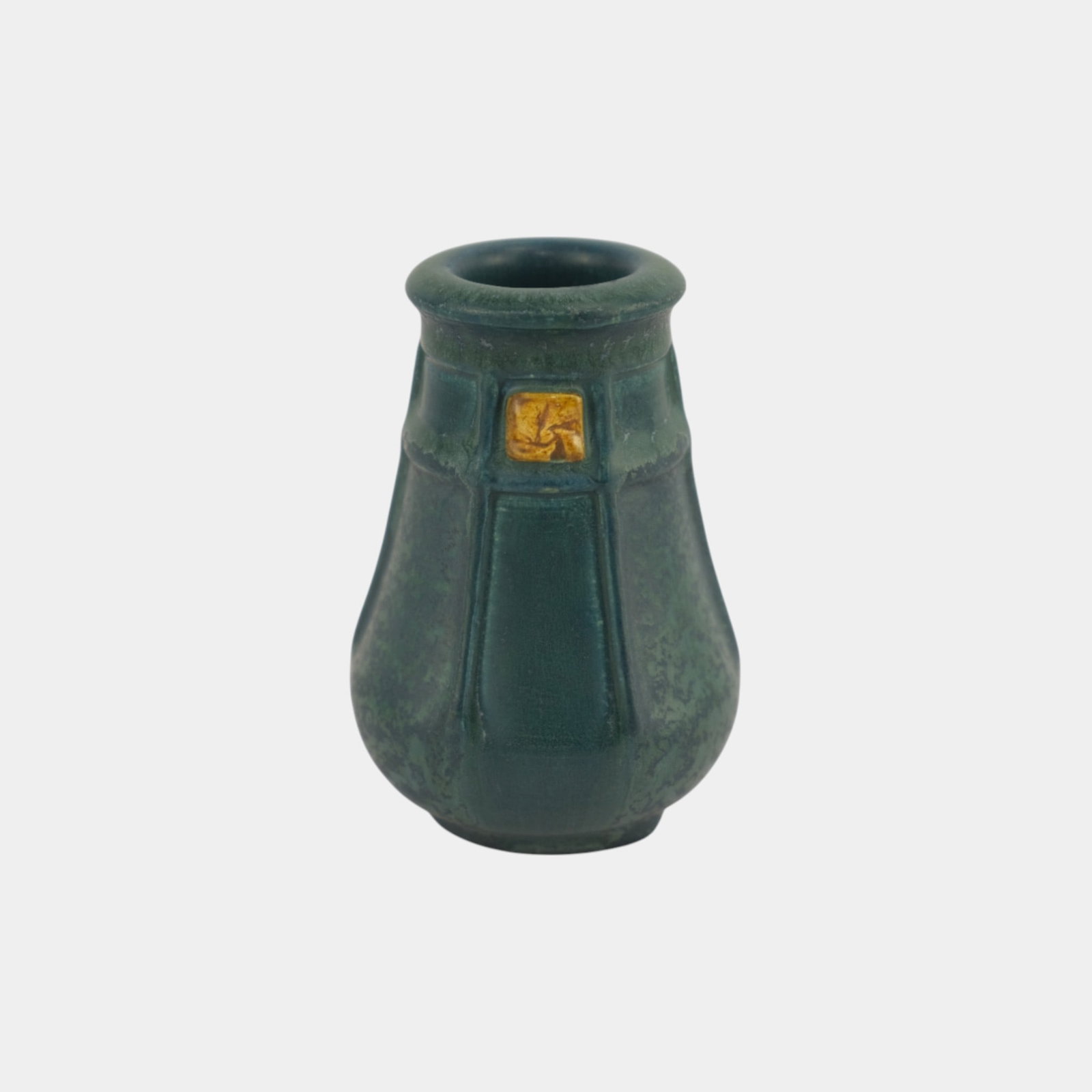 Ephraim Faience 2019 Miniature Teal Craftsman Rose Art Pottery Vase (1 of 3)