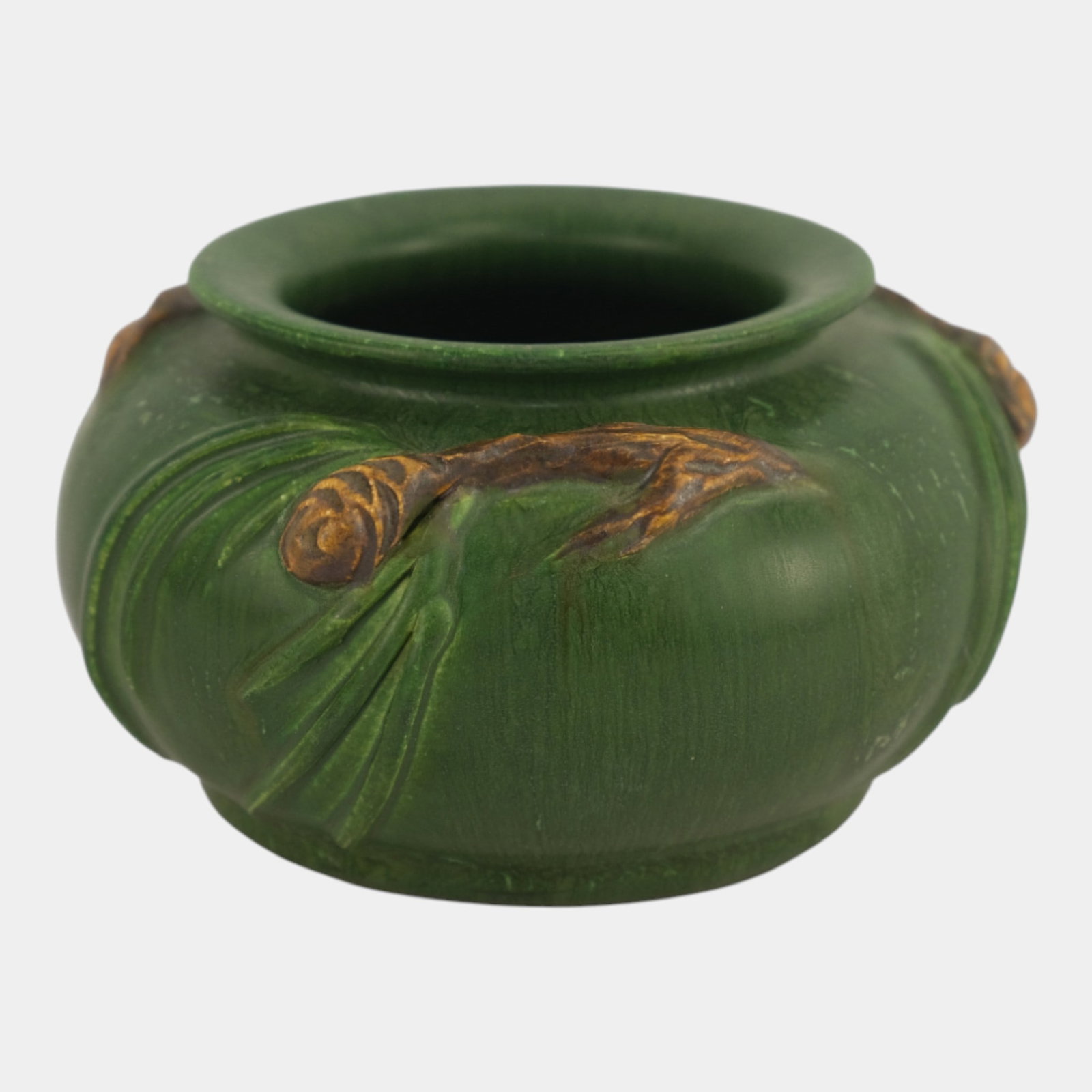 Ephraim Faience 2004 Matte Green Northwoods Pinecone Vase (1 of 3)