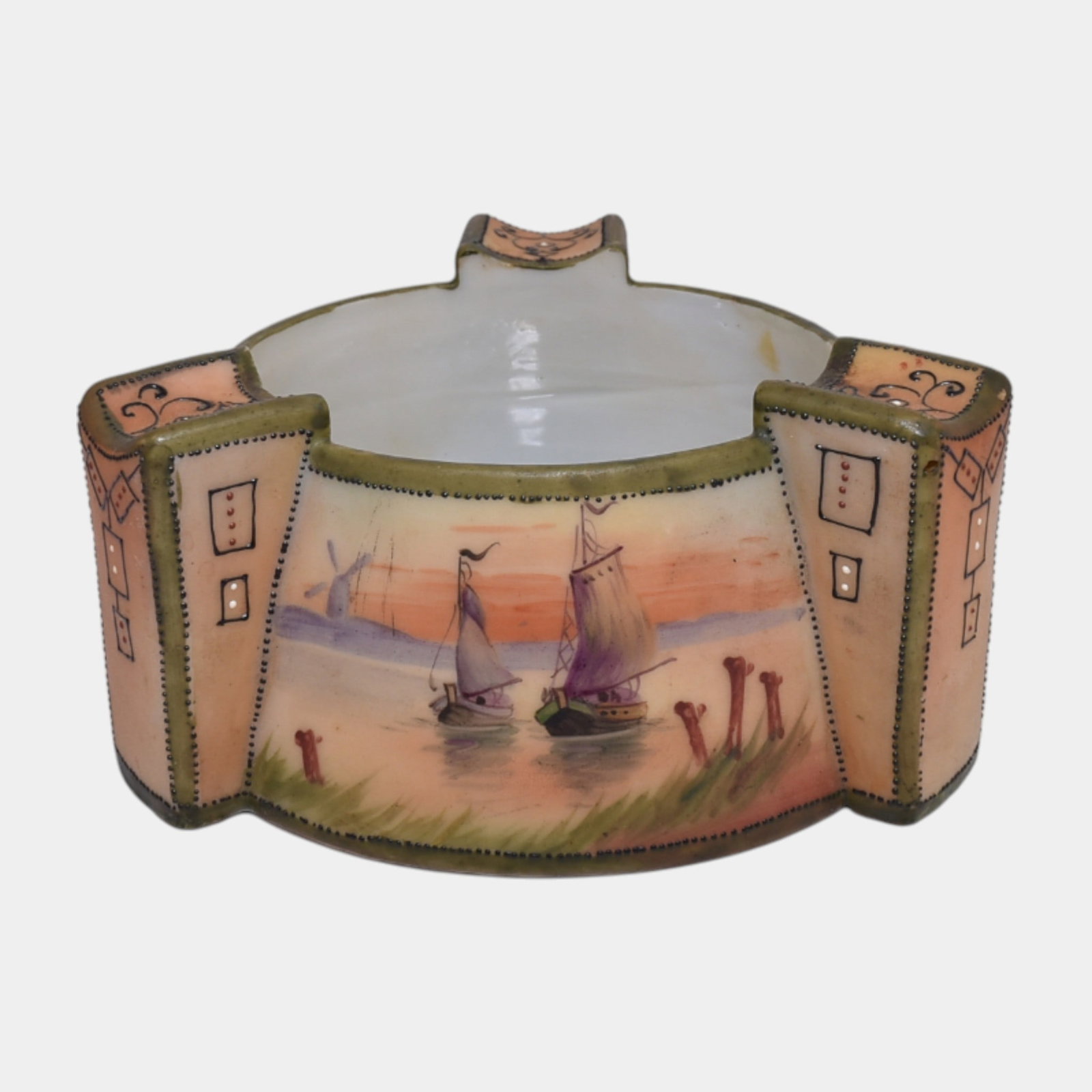 Morimura Brothers Japanese Hand Painted Scenic Water View Moriage Ashtray (1 of 3)