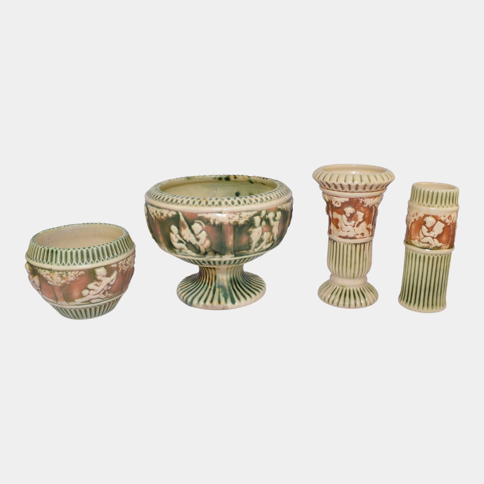 Roseville Donatello 1916 Vintage Art Pottery Green Ceramic Vases (1 of 3)