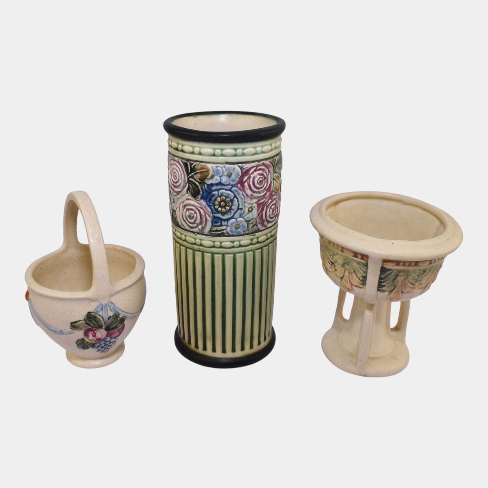 Weller Roma Florala Vintage Art Pottery Ceramic Vases Basket (1 of 3)