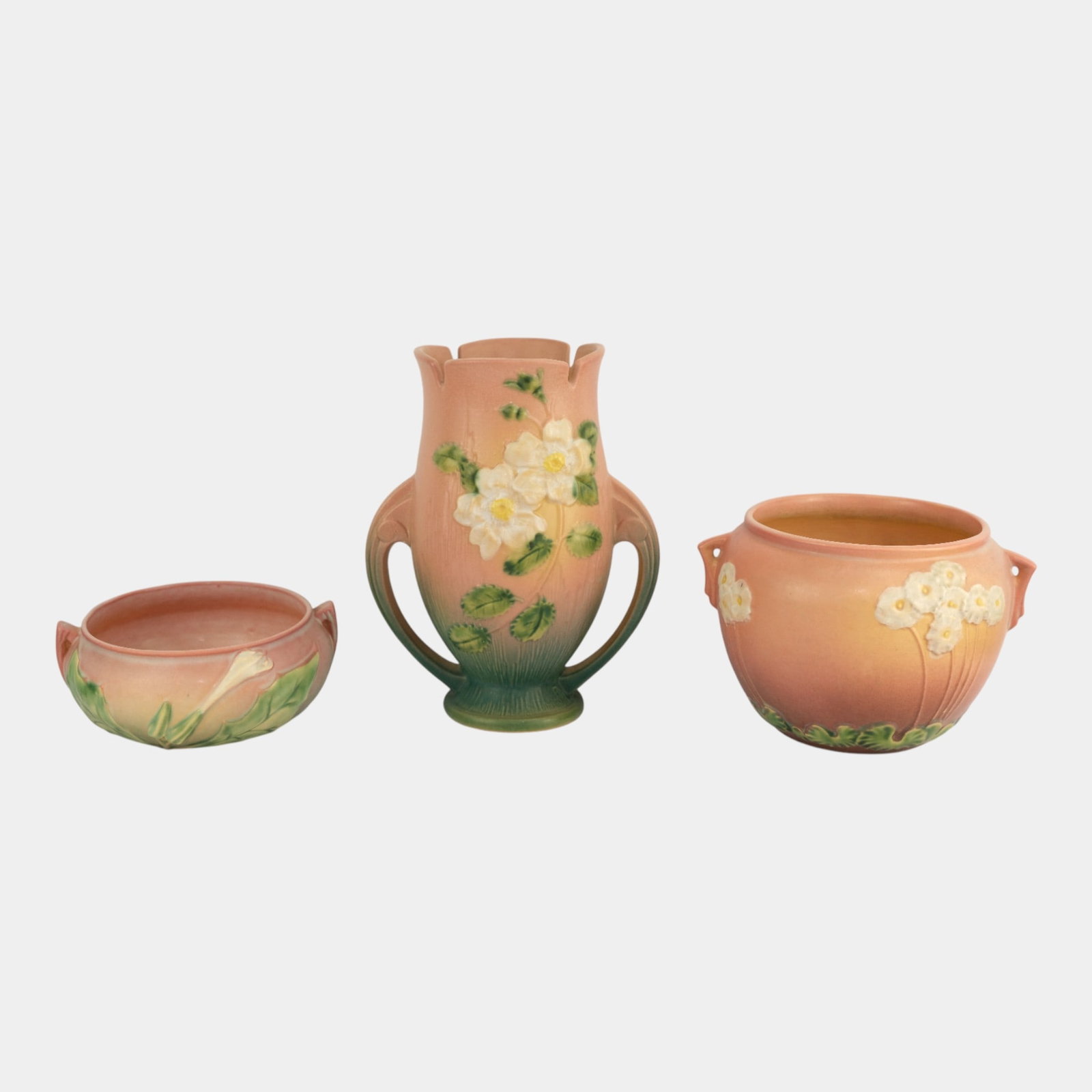 Roseville Primrose White Rose Thorn Apple Vases Bowl (1 of 3)