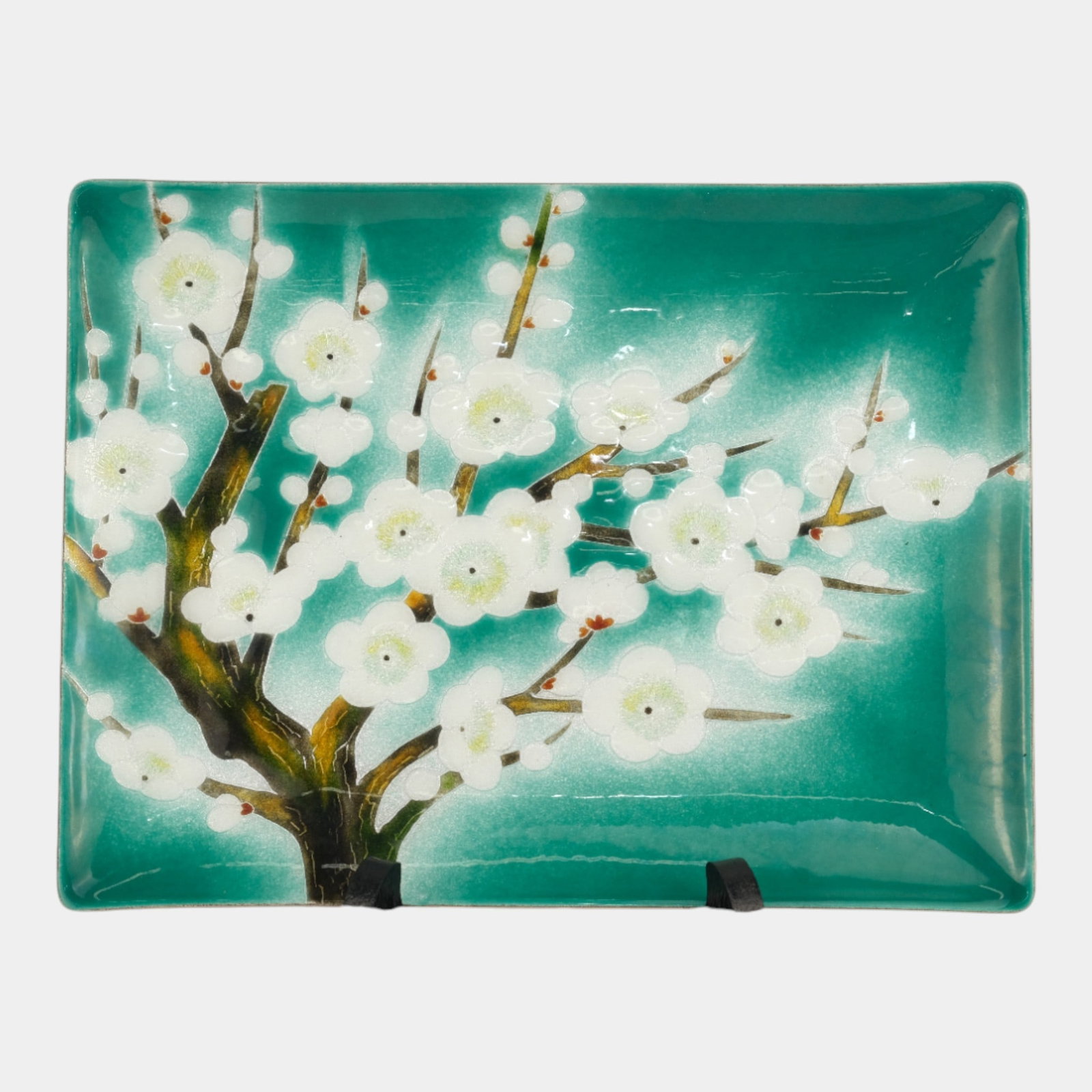 Japanese Cloisonne Art Enamel On Copper Cherry Blossom Dish With Storage Box (1 of 4)