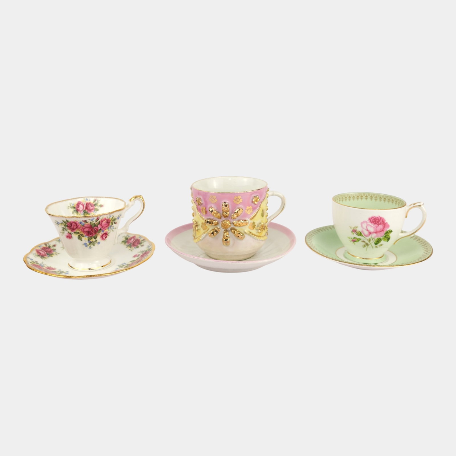 Royal Kendall, Clarence, PRMK Bone China English & German Floral Cups & Saucers (1 of 10)