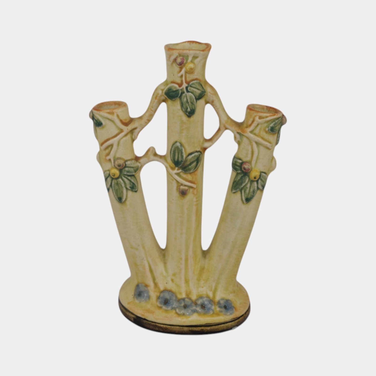 Weller Alvin Woodcraft 1920s Vintage Art Pottery Ceramic Triple Bud Vase (1 of 6)