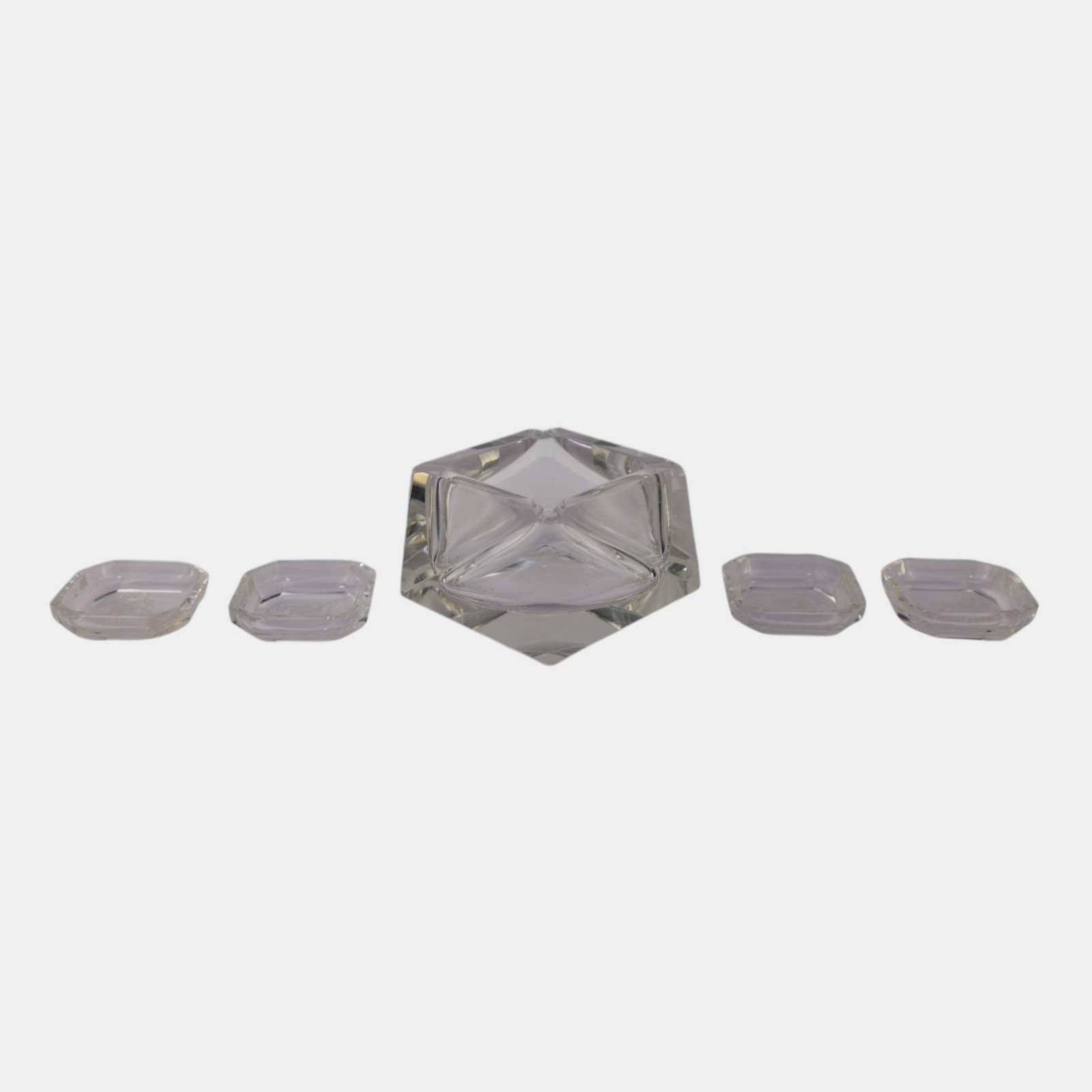Heinrch Hoffmann Intaglio Glass Salt Cellars With Geometric Clear Ash Received (1 of 7)