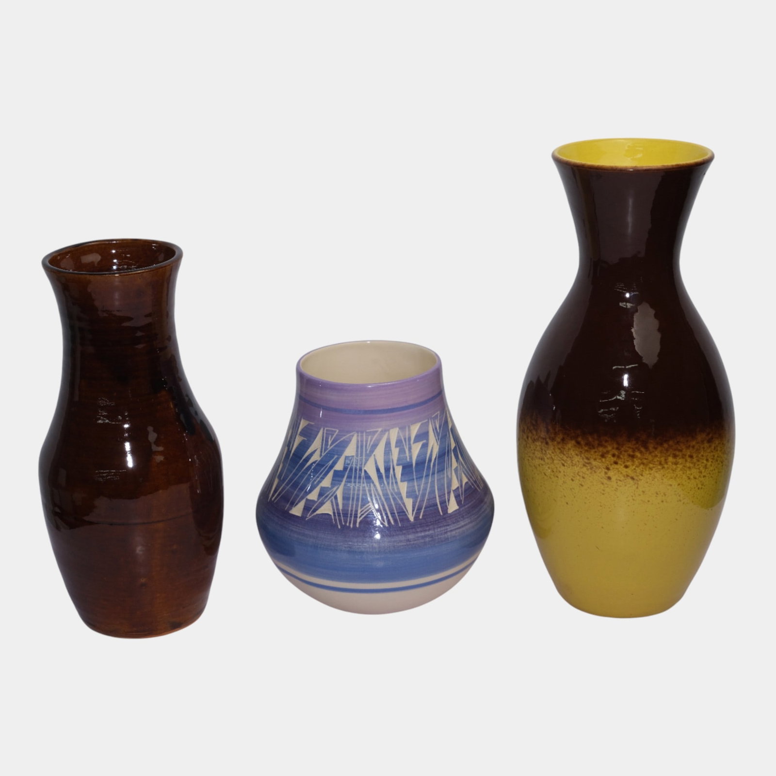 Southern American Art Pottery Vases With Yellow Brown Italian Art Pottery Vase (1 of 3)