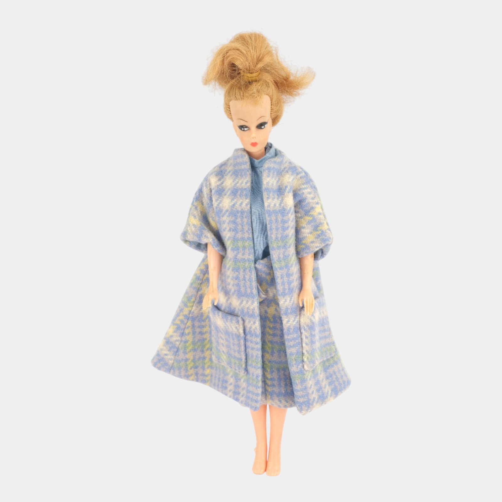 Hong Kong 1960s Bild Lilli Clone with Blue Plaid Outfit Molded Plastic Doll (1 of 3)
