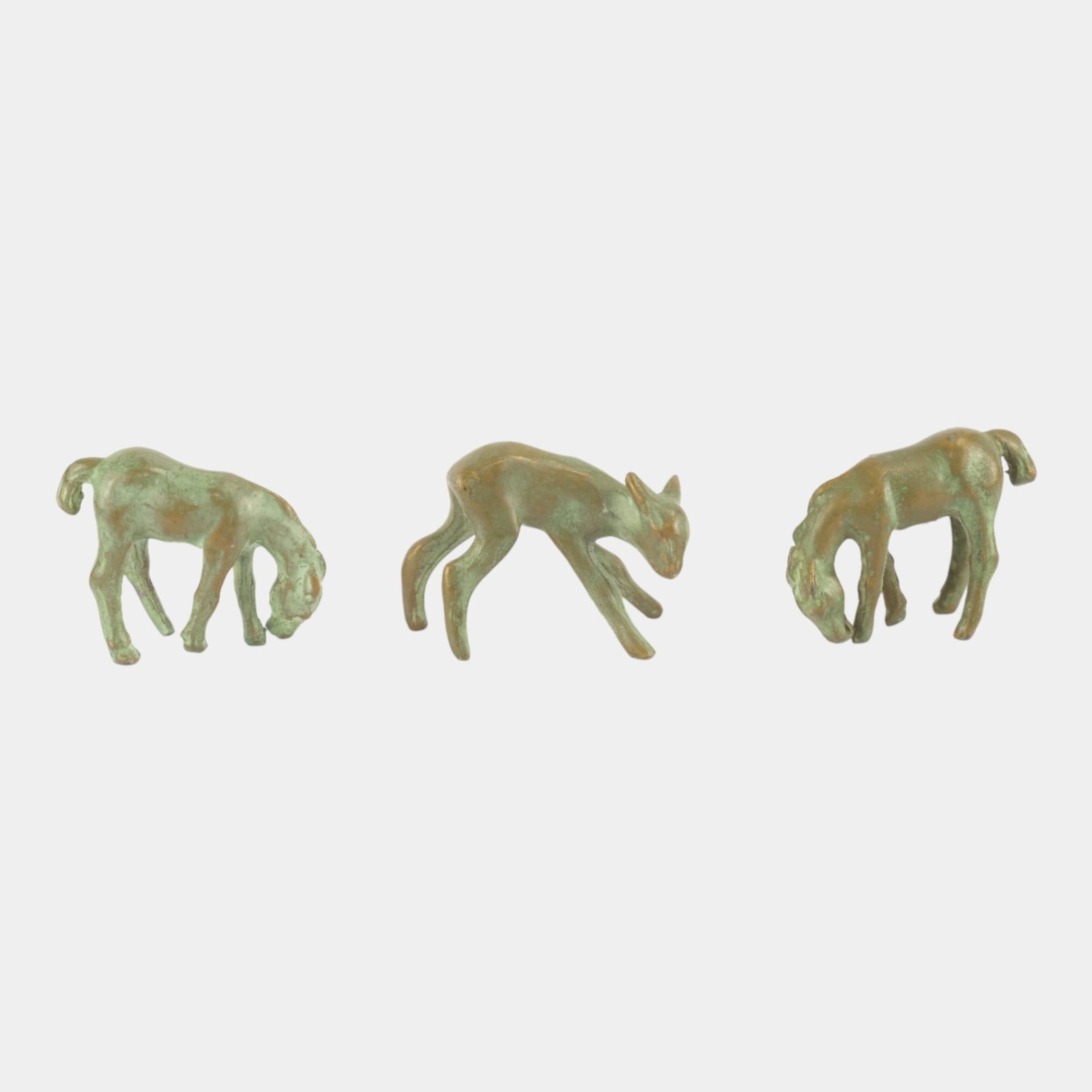 Vintage Patinated Solid Bronze Fawn And Two Horse Figurines (1 of 3)