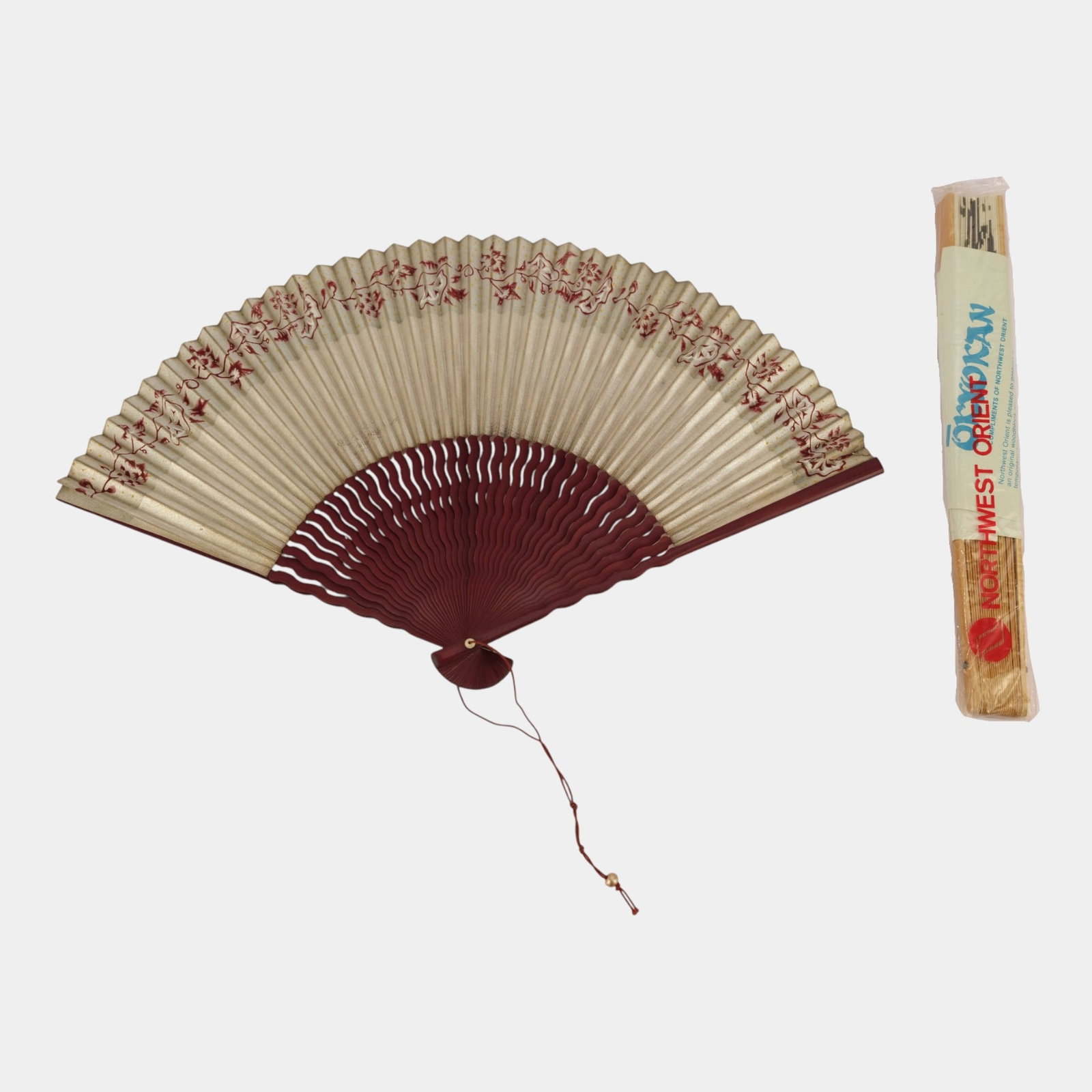 Northwest Orient Airlines Japanese Bamboo Paper Fan Souvenir (1 of 3)