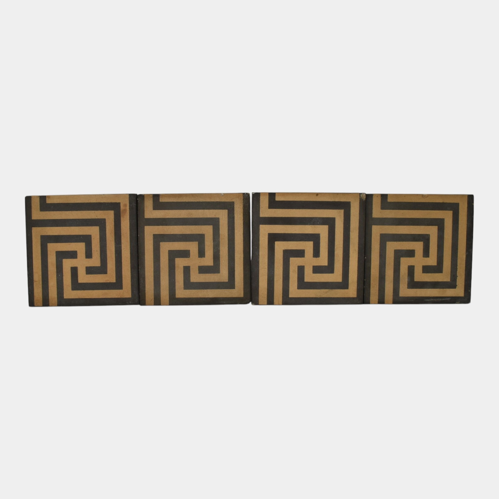 Campbell Tile Company Vintage Art Deco Pottery Tan Brown Patterned Tiles (1 of 6)