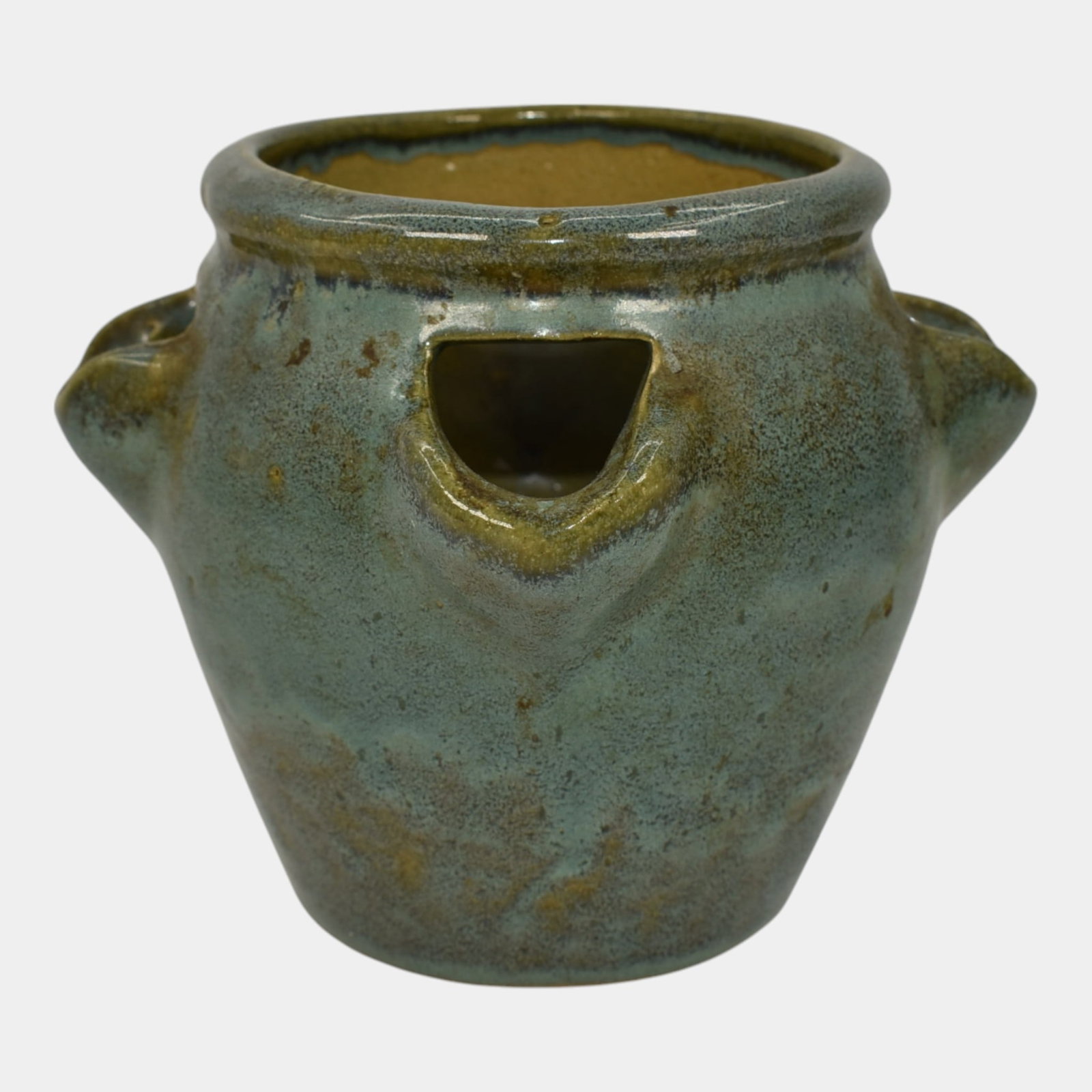 Zanesville Stoneware 1930s Vintage Art Pottery Blue Ceramic Strawberry Pot (1 of 6)
