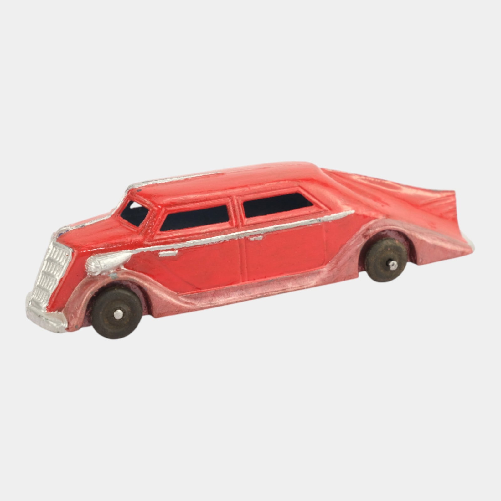 Manoil USA 1940s 705 Red Futuristic Roadster Toy Car: We offer affordable in-house shipping on all items. Manoil USA 1940s 705 Red Futuristic Roadster Toy Car Excellent condition. Age related wear. Bottom marked as shown. Roadster is 1 3/4" tall and 6" w
