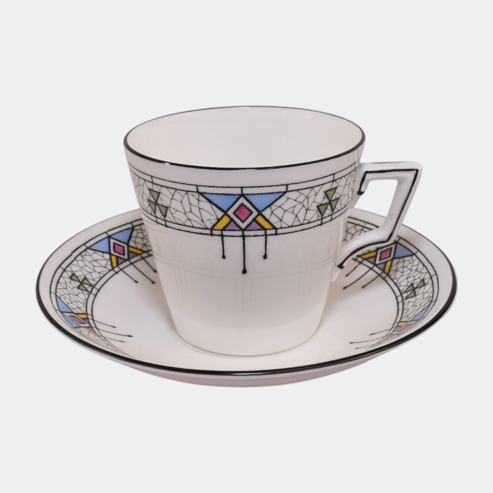 Shelley English 1930s Art Deco Porcelain Geometric Pattern Cup & Saucer (1 of 7)
