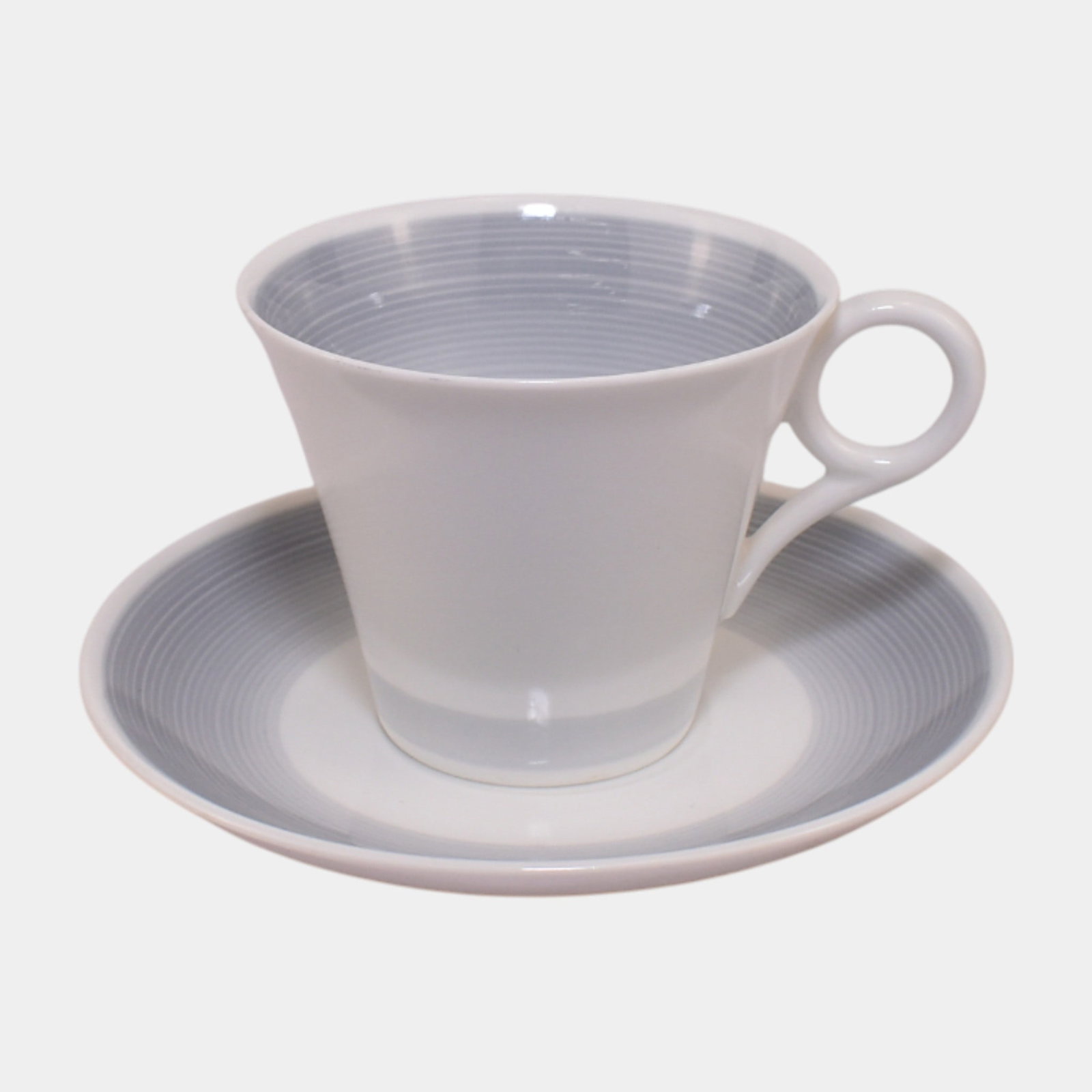 Shelley Vintage English Bone China Gray Rings On White Cup & Saucer 13406: We offer affordable in-house shipping on all items. Shelley Vintage English Bone China Gray Rings On White Cup & Saucer 13406 Smoothly refined and elegantly minimalist, this Shelley cone-form teacup a