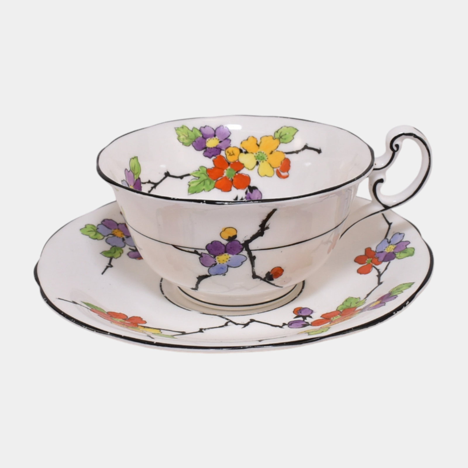 Foley E Brian & Co. English Porcelain Art Deco Cherry Blossom Cup & Saucer (1 of 7)