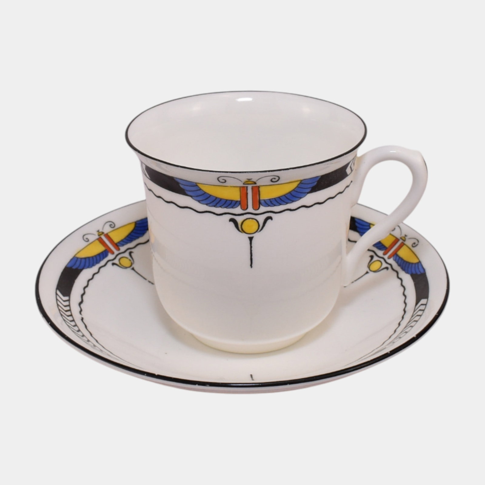 Shelley English 1930s Porcelain Art Deco Egyptian Winged Scarab Cup & Saucer (1 of 7)