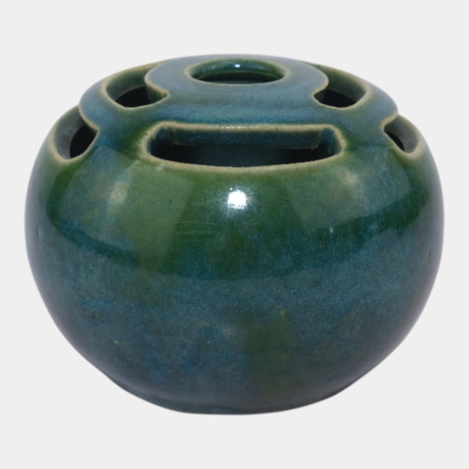 W.J. Gordy Georgia Vintage Southern Art Pottery Green Flower Frog Vase (1 of 6)