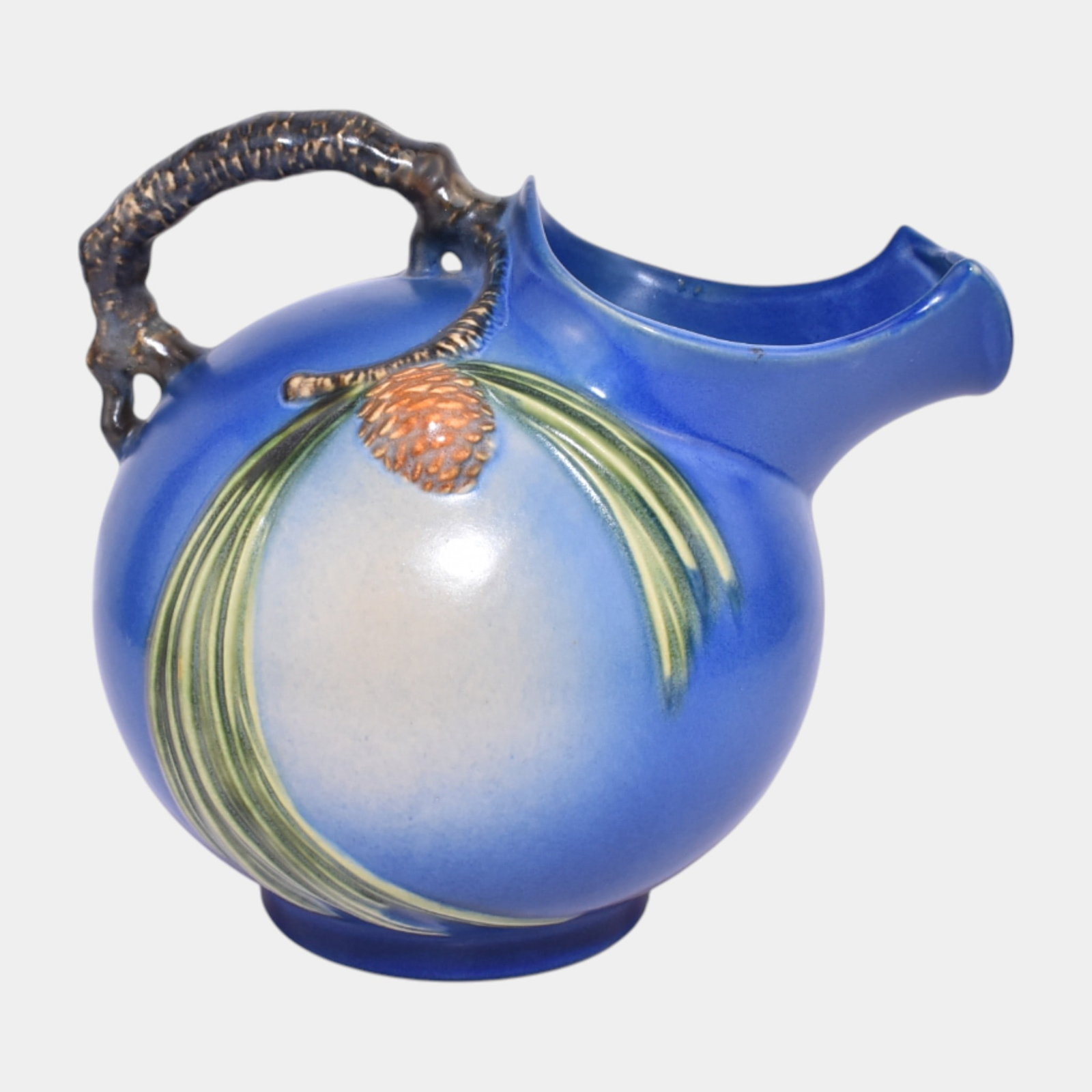Roseville Pine Cone Blue 1936 Vintage Art Pottery Ice Lip Ceramic Pitcher 1321 (1 of 7)
