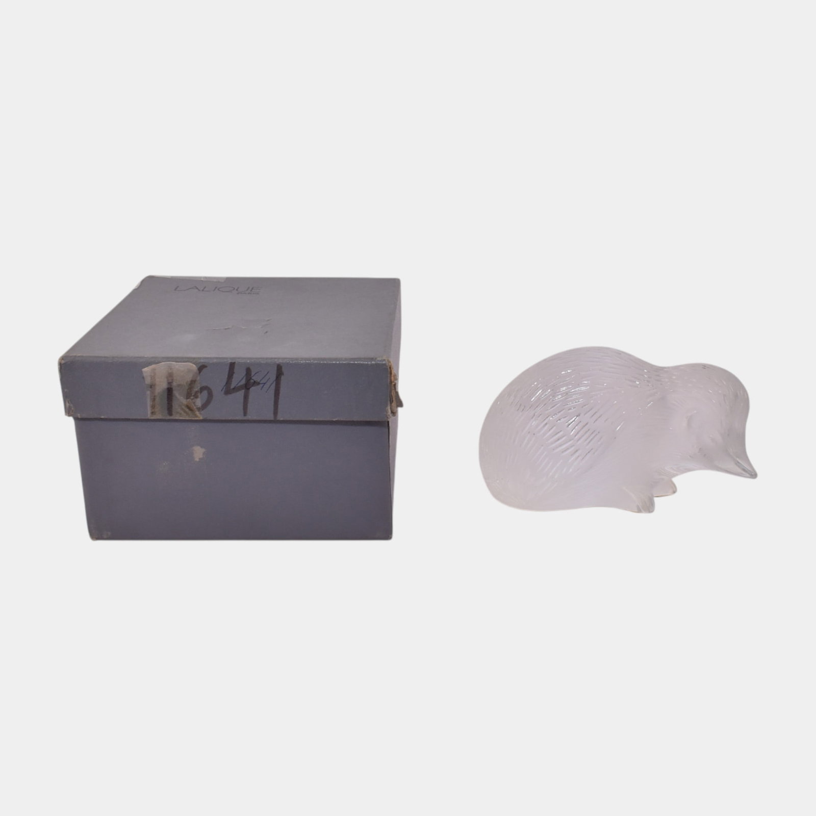 Lalique French Frosted Clear Crystal Sitting Rabbit Figural Paperweight: We offer affordable in-house shipping on all items. Lalique French Frosted Clear Crystal Sitting Rabbit Figural Paperweight Excellent original condition. 3" tall and 5 1/2" wide.