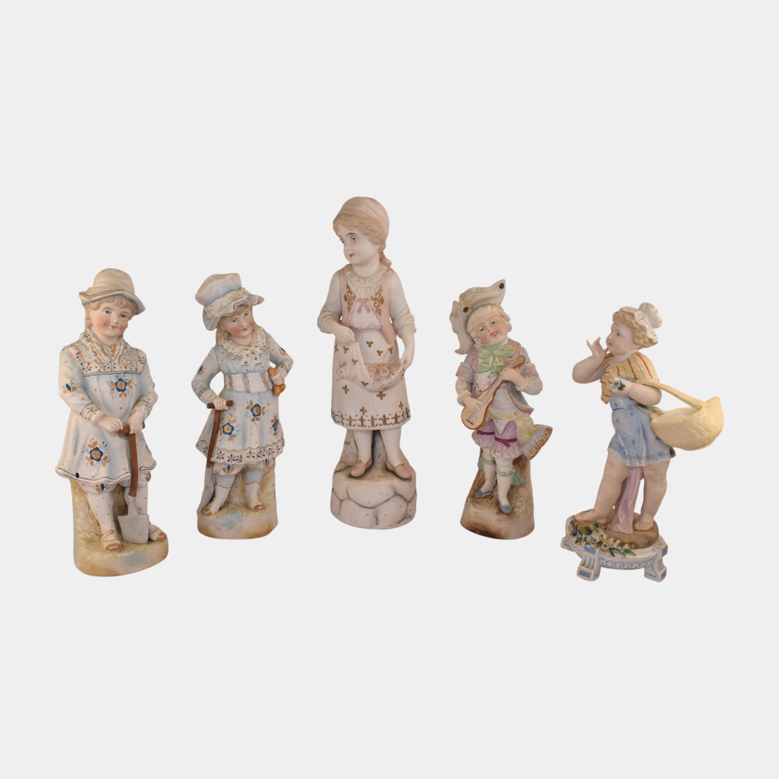 Continental Bisque Polychrome Renaissance-Style Tall Ceramic Statues (1 of 3)