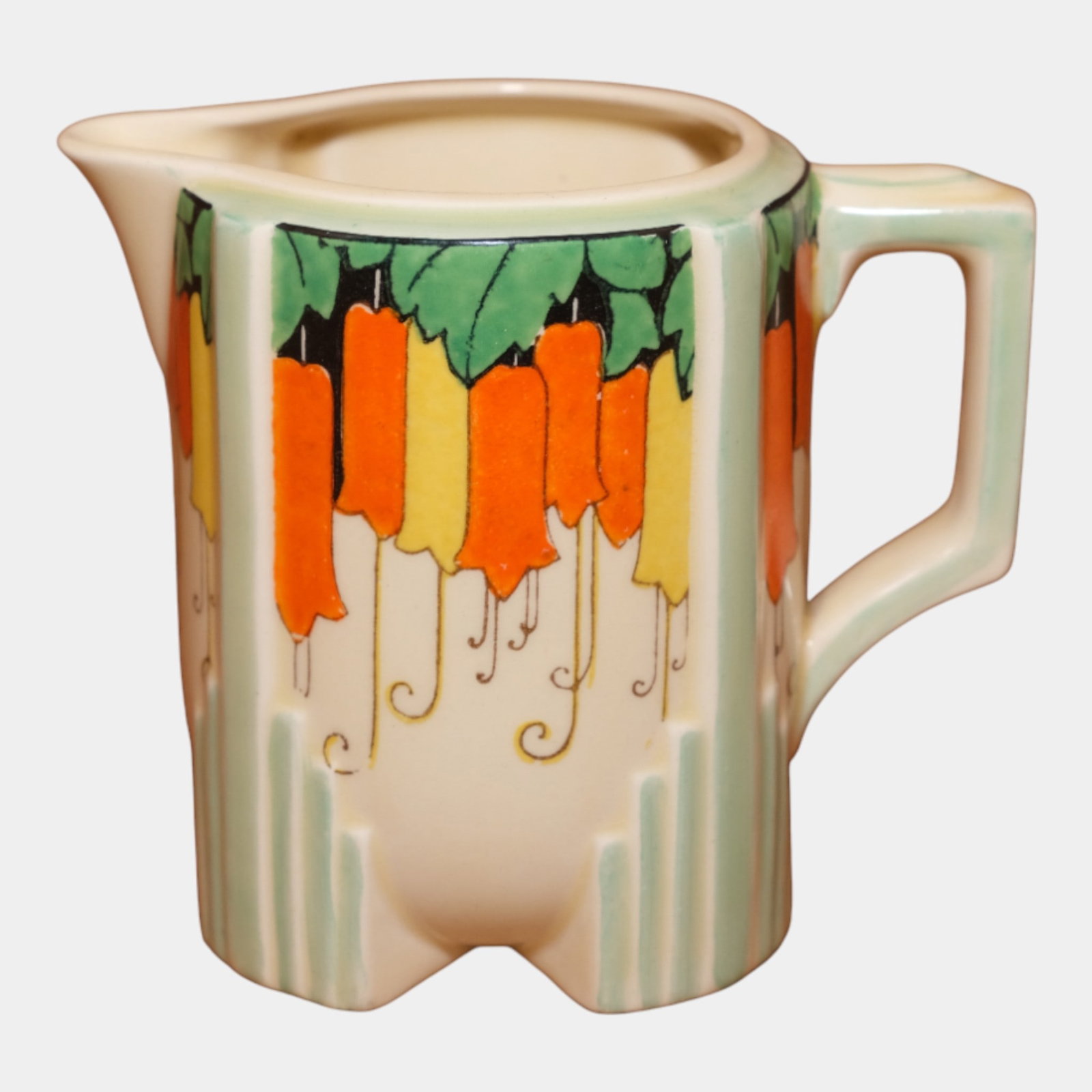 Royal Doulton English Art Pottery Orange Yellow Maybell Art Deco Creamer Pitcher (1 of 6)