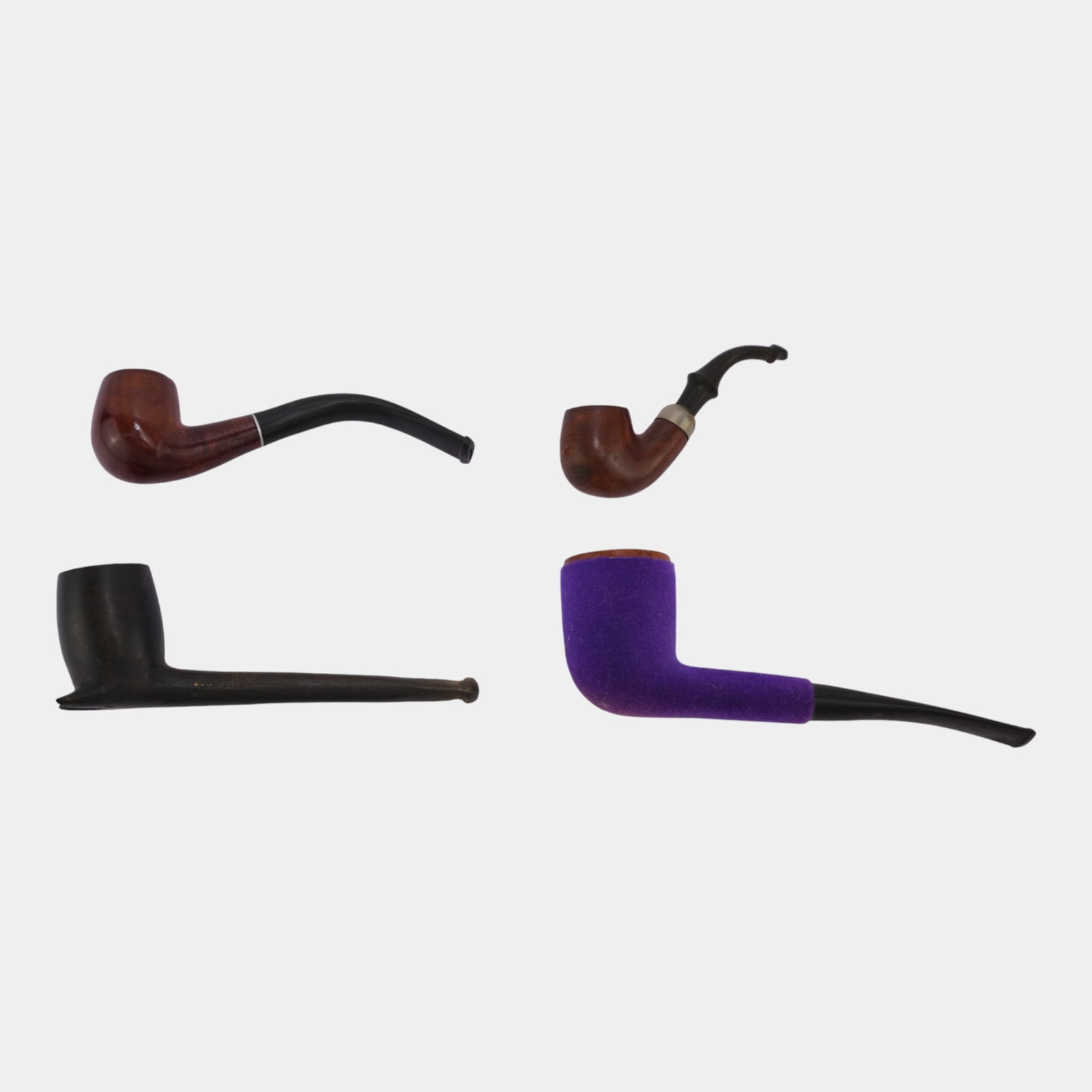 Purple Felt Triangle Briar Baby Wellington Briar Wood Smoking Pipes (1 of 6)