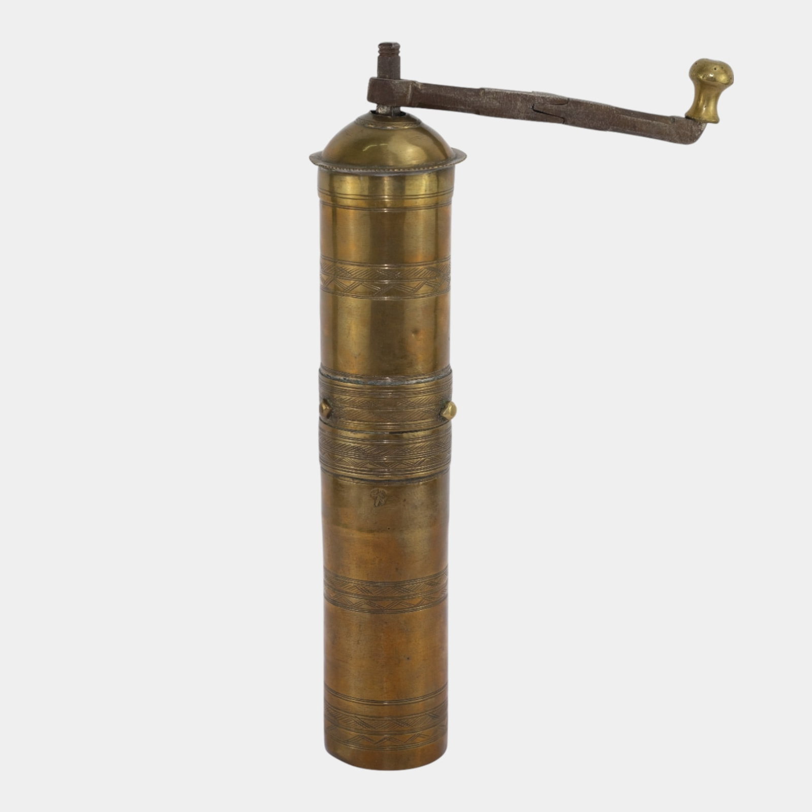 Antique Engraved Design Brass Hand Crank Turkish Coffee Mill Grinder (1 of 9)