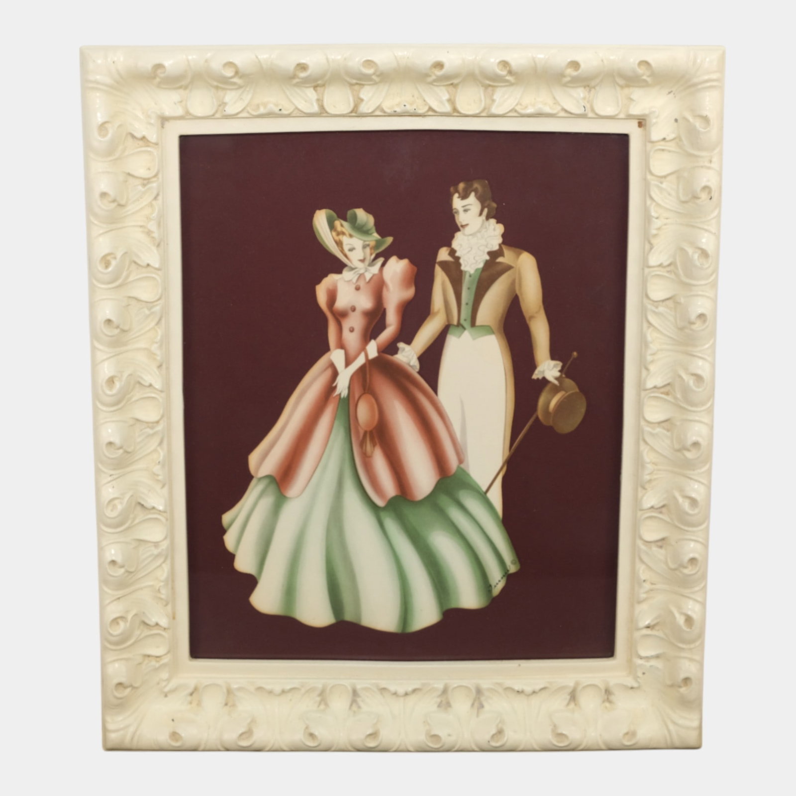 Turner Wall Accessories Victorian Couple Walking White Framed Mid Century Print: We offer affordable in-house shipping on all items. Turner Wall Accessories Victorian Couple Walking White Framed Mid Century Print Excellent condition. Age related wear. Painting is 11 3/4" tall and 