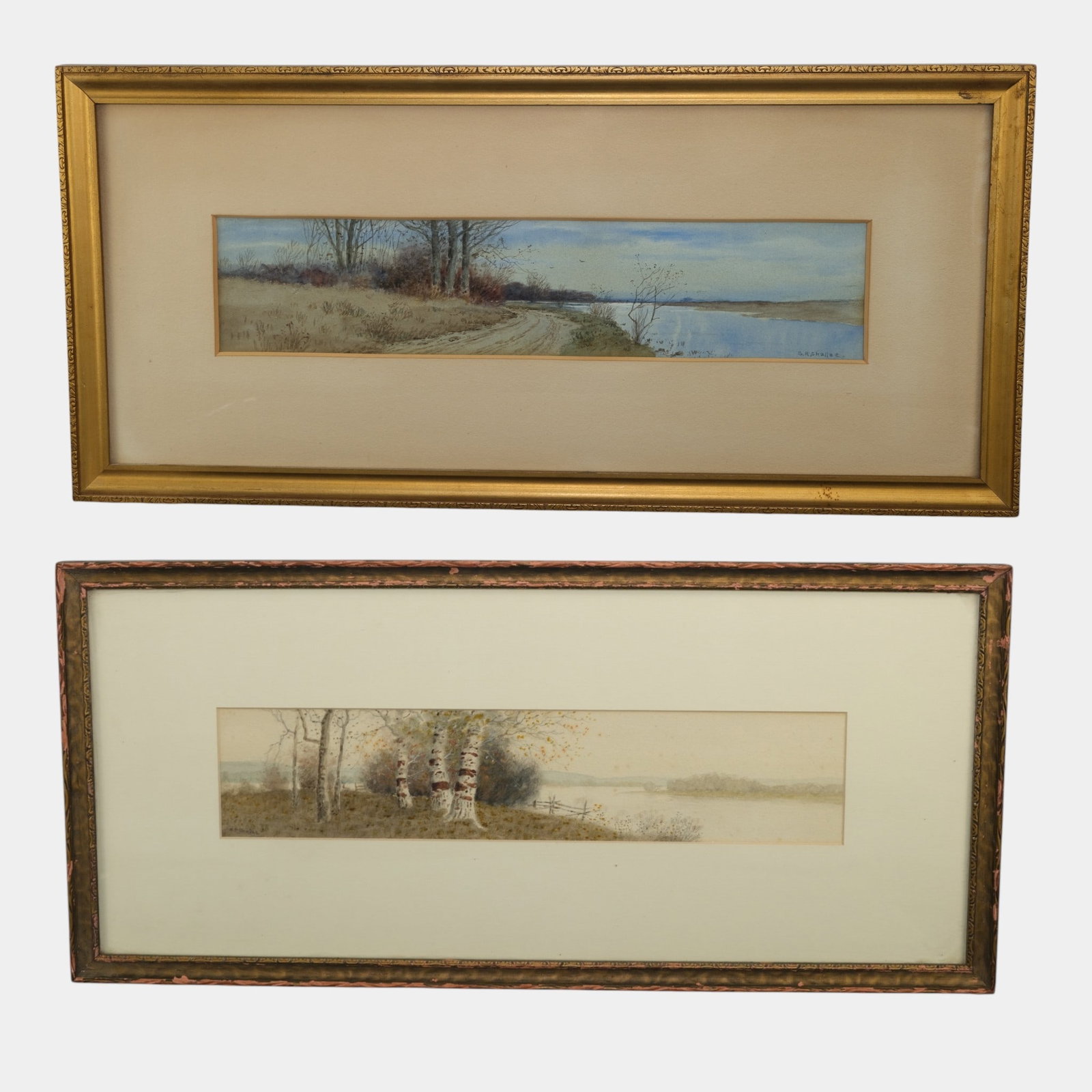 S.R. Challee "On Woods River" & Other Rhode Island Landscape Watercolor Paintings (1 of 7)
