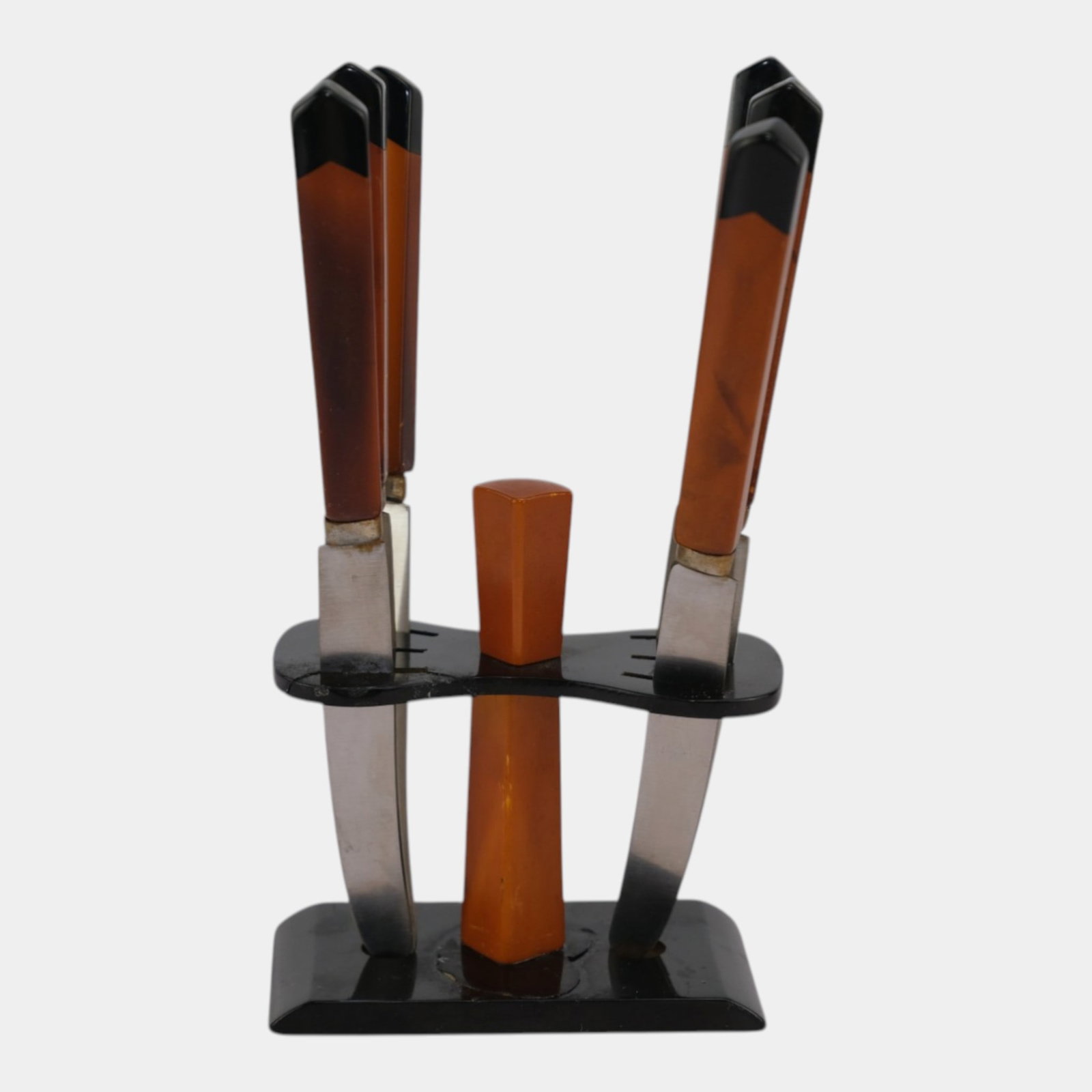 Rostfrei Solingen German Art Deco Bakelite 6 Pc Knife Set With Caddy Holder (1 of 5)