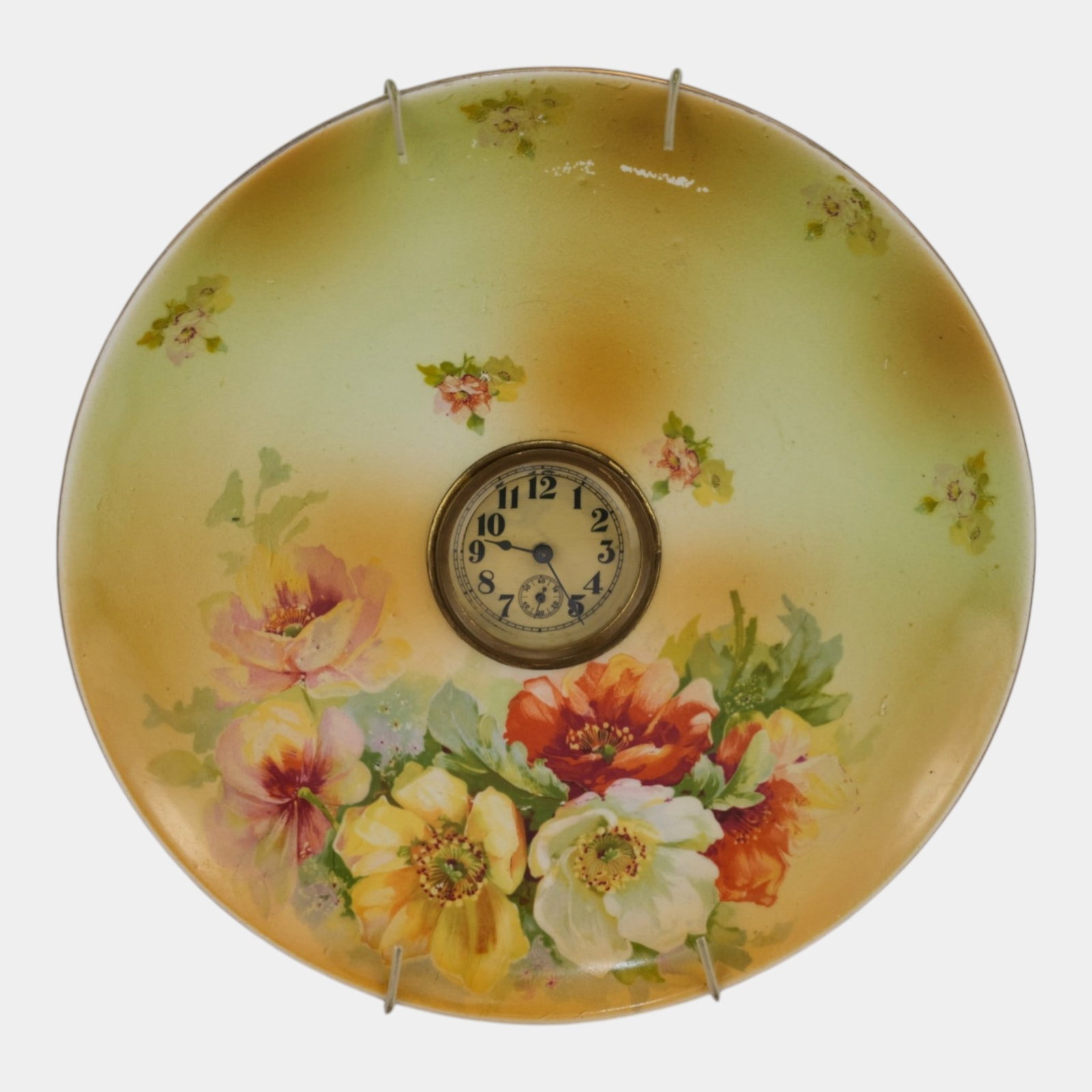 Venn MFG Co Chicago 1909 Hand Painted Floral Wall Hanging Plate With Clock Center: We offer affordable in-house shipping on all items. Venn MFG Co Chicago 1909 Hand Painted Floral Wall Hanging Plate With Clock Center Excellent condition. Age related wear. Buyer assumes it will need 