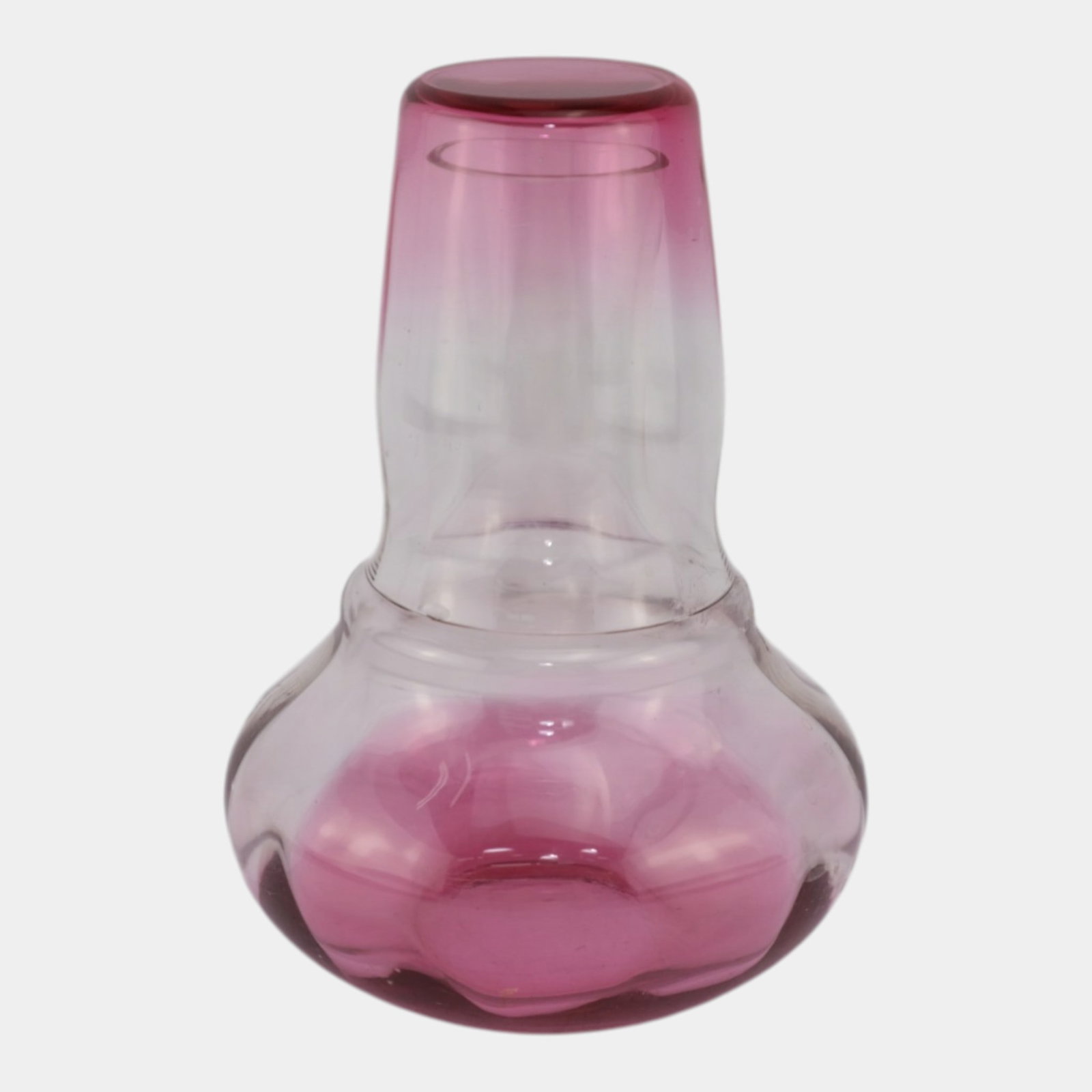 Late 19th Century Victorian Cranberry Fade Glass Tumble Up Carafe Set (1 of 4)