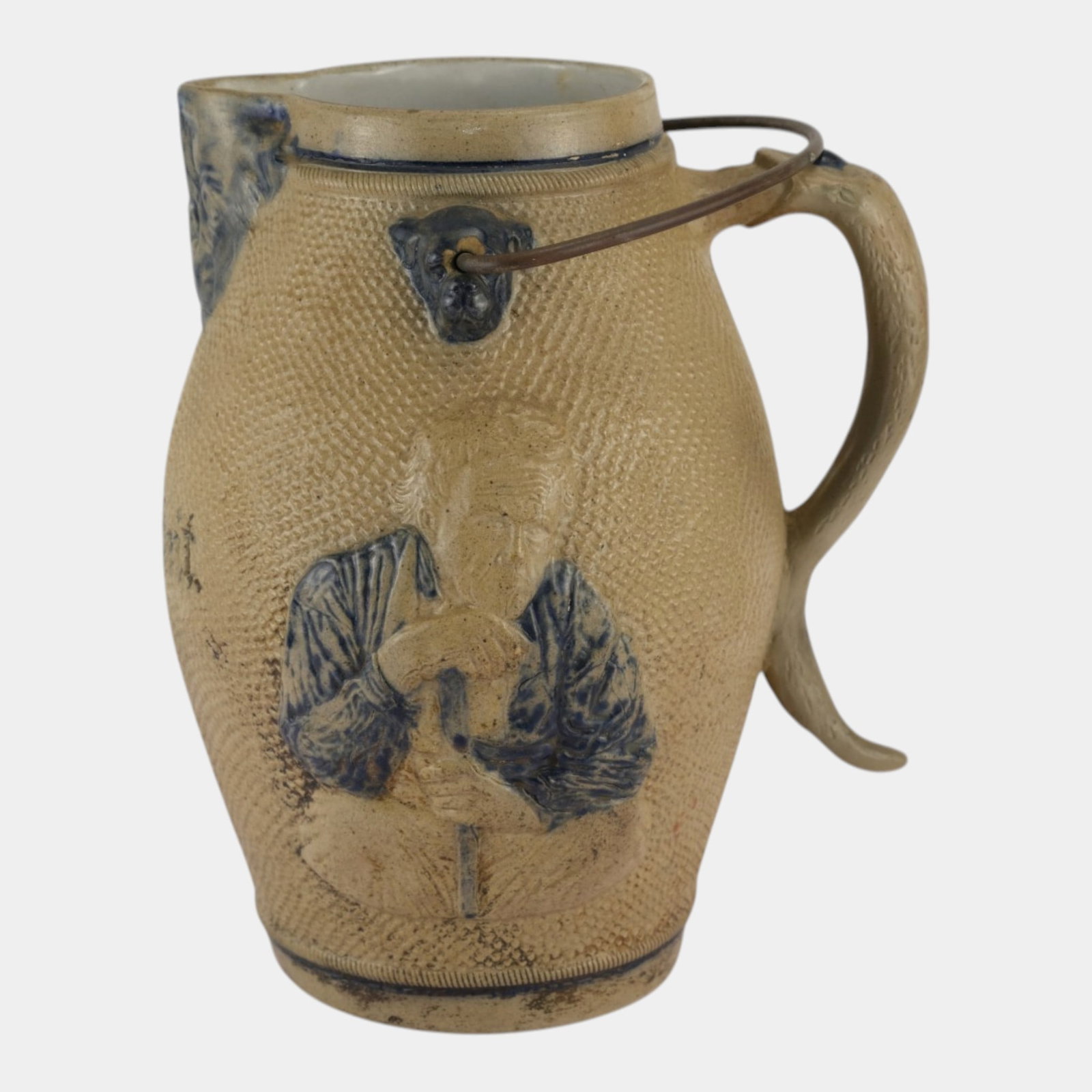 Whites Pottery Utica New York Late 1800s Stoneware Salt Glaze Blue White Pitcher: We offer affordable in-house shipping on all items. Whites Pottery Utica New York Late 1800s Stoneware Salt Glaze Blue White Pitcher Excellent condition. Tiny nick to inner rim. Age related wear. Pitc
