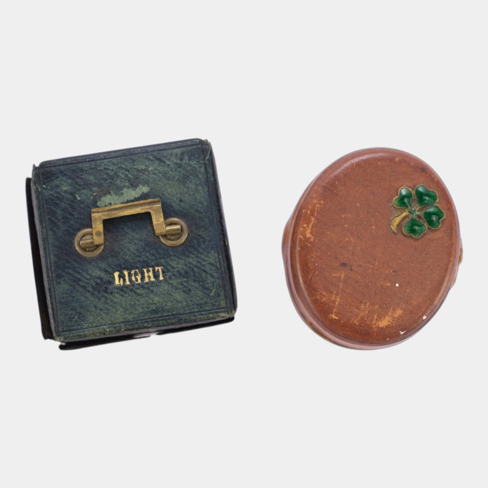 19th Century Black Cased Traveling Tinder Box With Match Striker Lantern & Cased Traveling Inkwell (1 of 5)