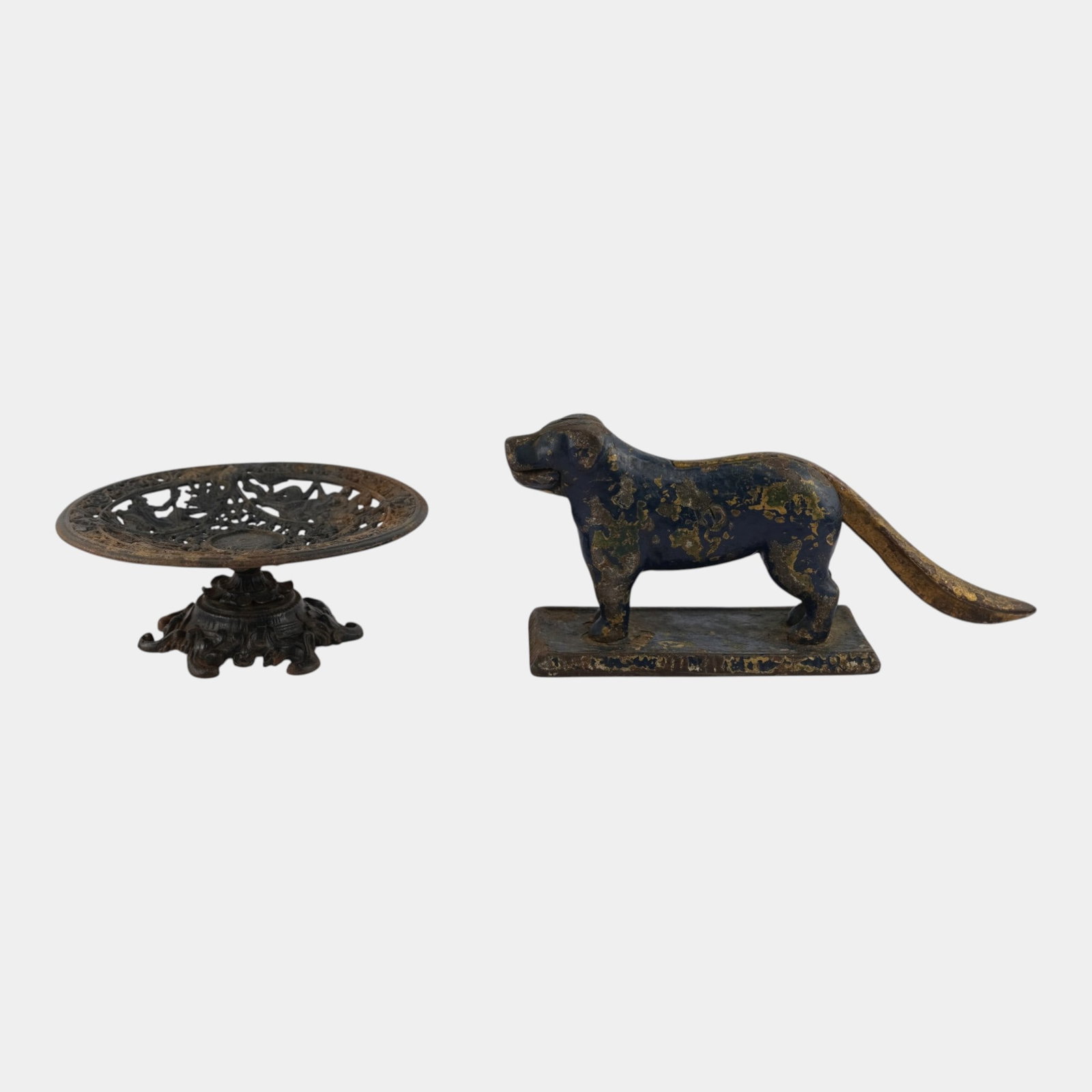 Victorian Late 19th Century Cast Iron St Bernard Nut Cracker & Reticulated Compote (1 of 4)
