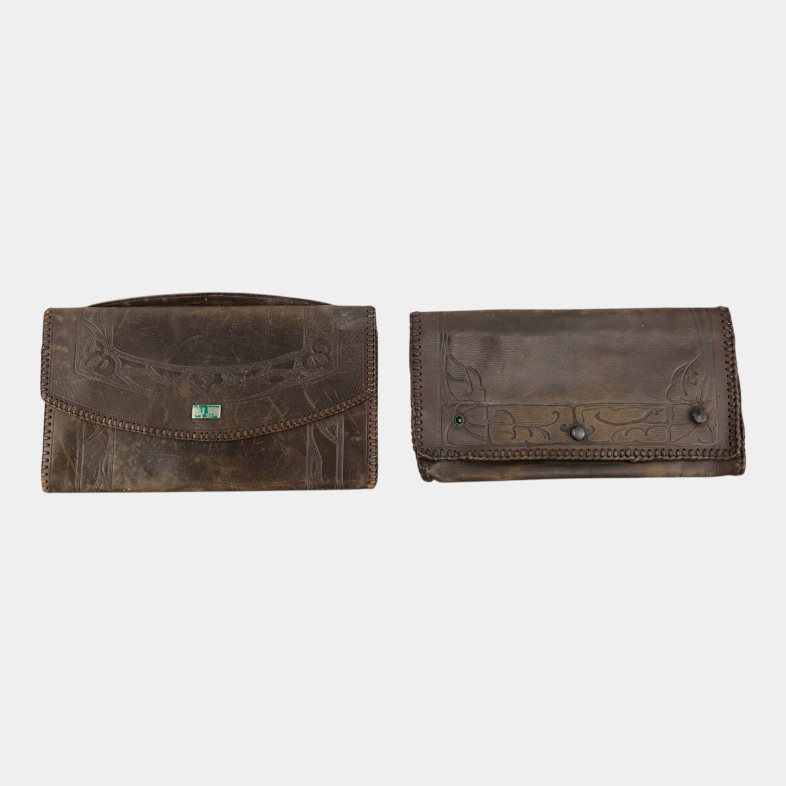 20th Century Brown Tooled Leather Western Style Clutch Wallets (1 of 3)