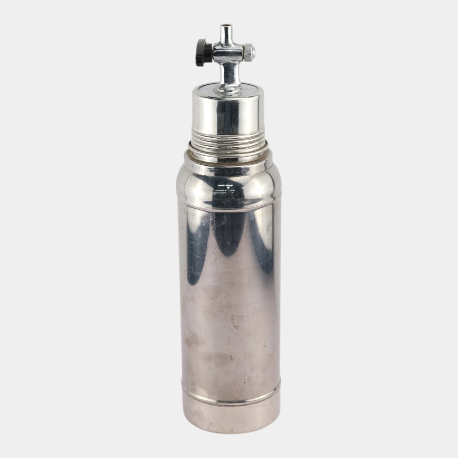 Stanley Co 1950s Mid Century Modern Chrome Super Vac Thermos For Airplane Use (1 of 4)
