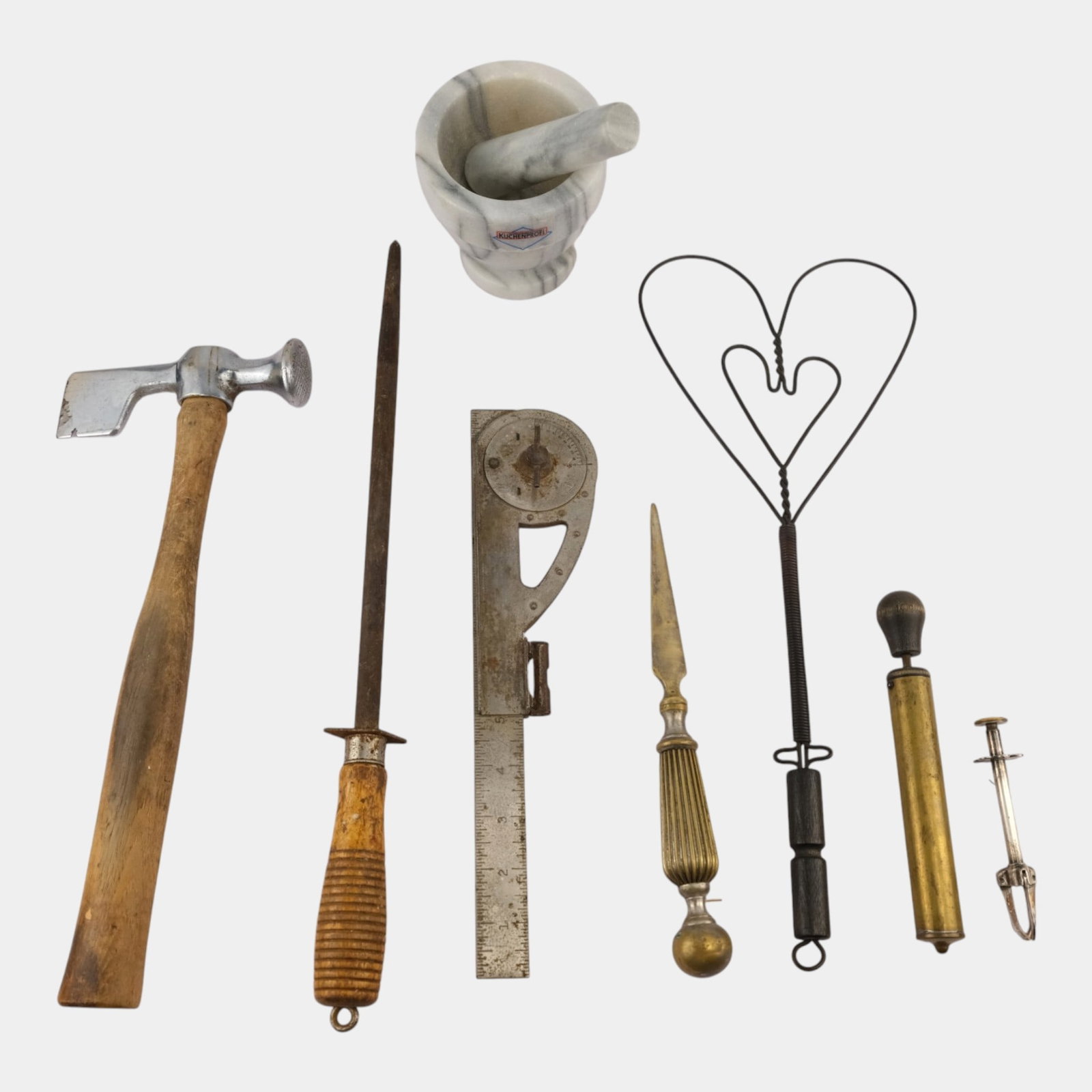 Early To Mid 20th Century Household Tools Hammer, Letter Opener, Mortar Pestle, & More (1 of 6)