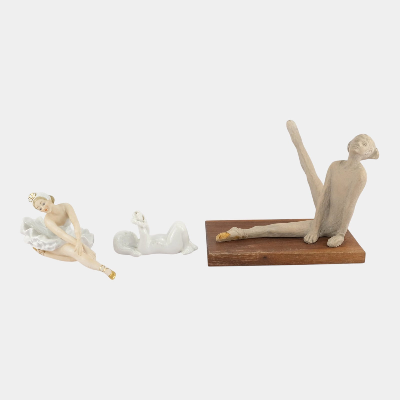 Bing & Grondahl Porcelain Girl And Other Detailed Sculptural Dancer Figurines: We offer affordable in-house shipping on all items. Bing & Grondahl Porcelain Girl And Other Detailed Sculptural Dancer Figurines Dancer on platform has nick to foot. Age related wear. Bottom marked a