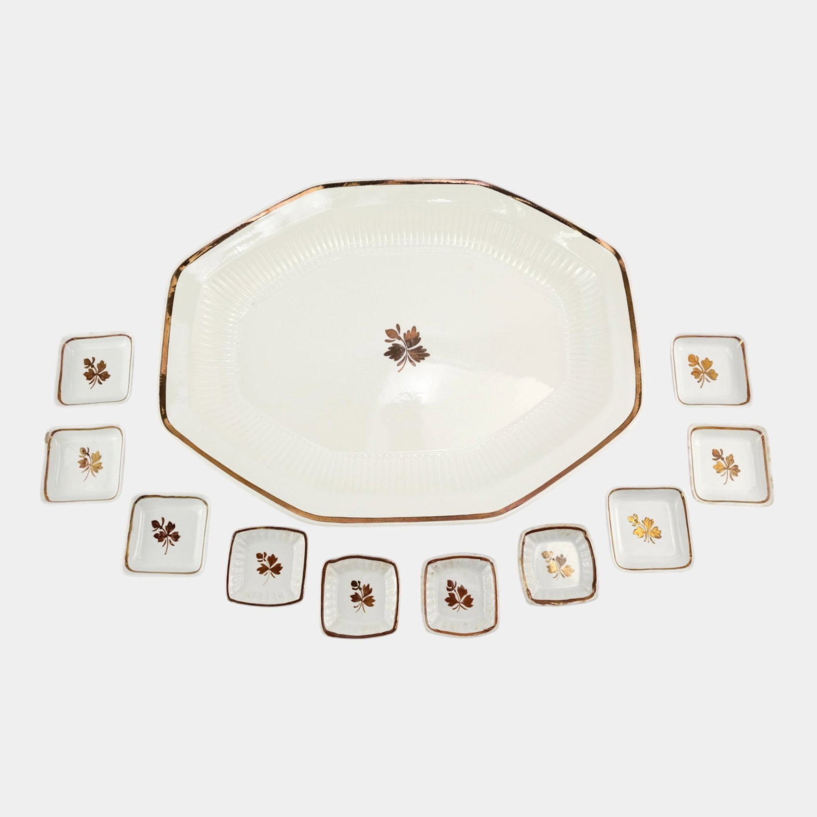 Wm Adams & Sons English Ironstone Micratex Copper Tea Leaf Platter And Butter Pats (1 of 5)