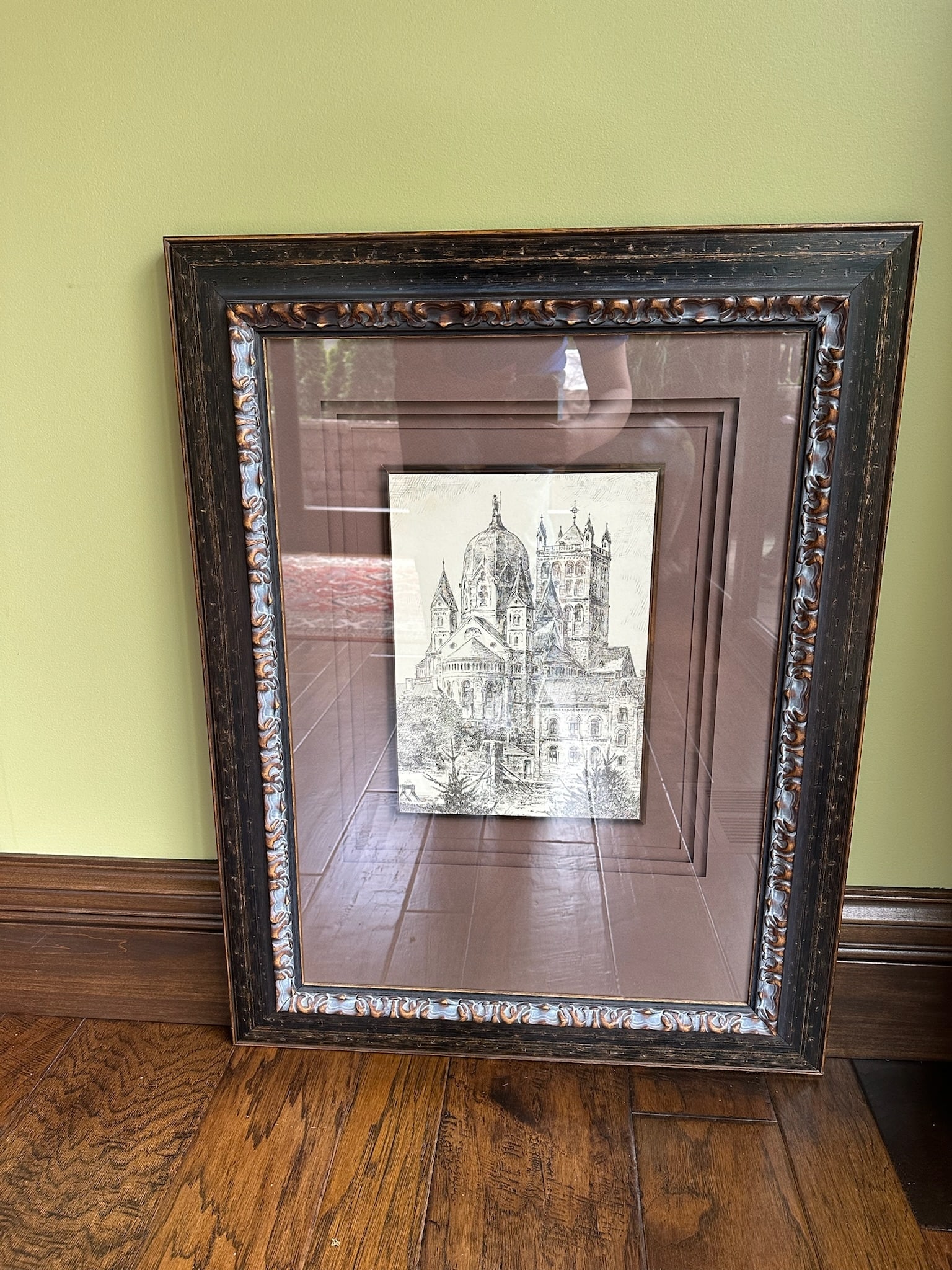 "Munster Of Neuss" German St. Quirinus Minster Church Decoratively Framed Print: We offer affordable in-house shipping on all items. "Munster Of Neuss" German St. Quirinus Minster Church Decoratively Framed Print Excellent condition. Age related wear. Frame measures 35" tall and 2