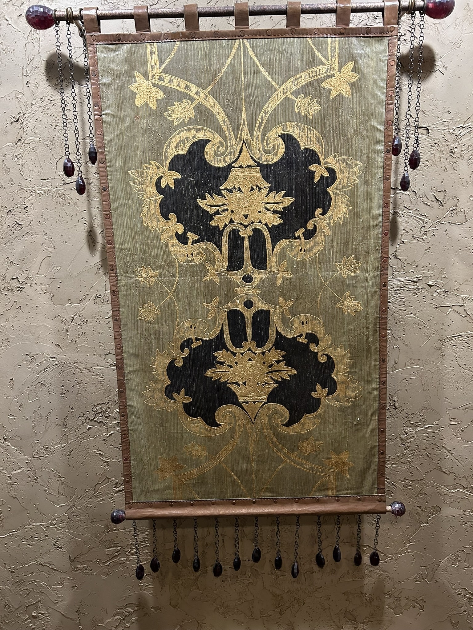 Contemporary Metallic Textile Wall Hanging Tapestry With Tassel Fringe Decor (1 of 1)