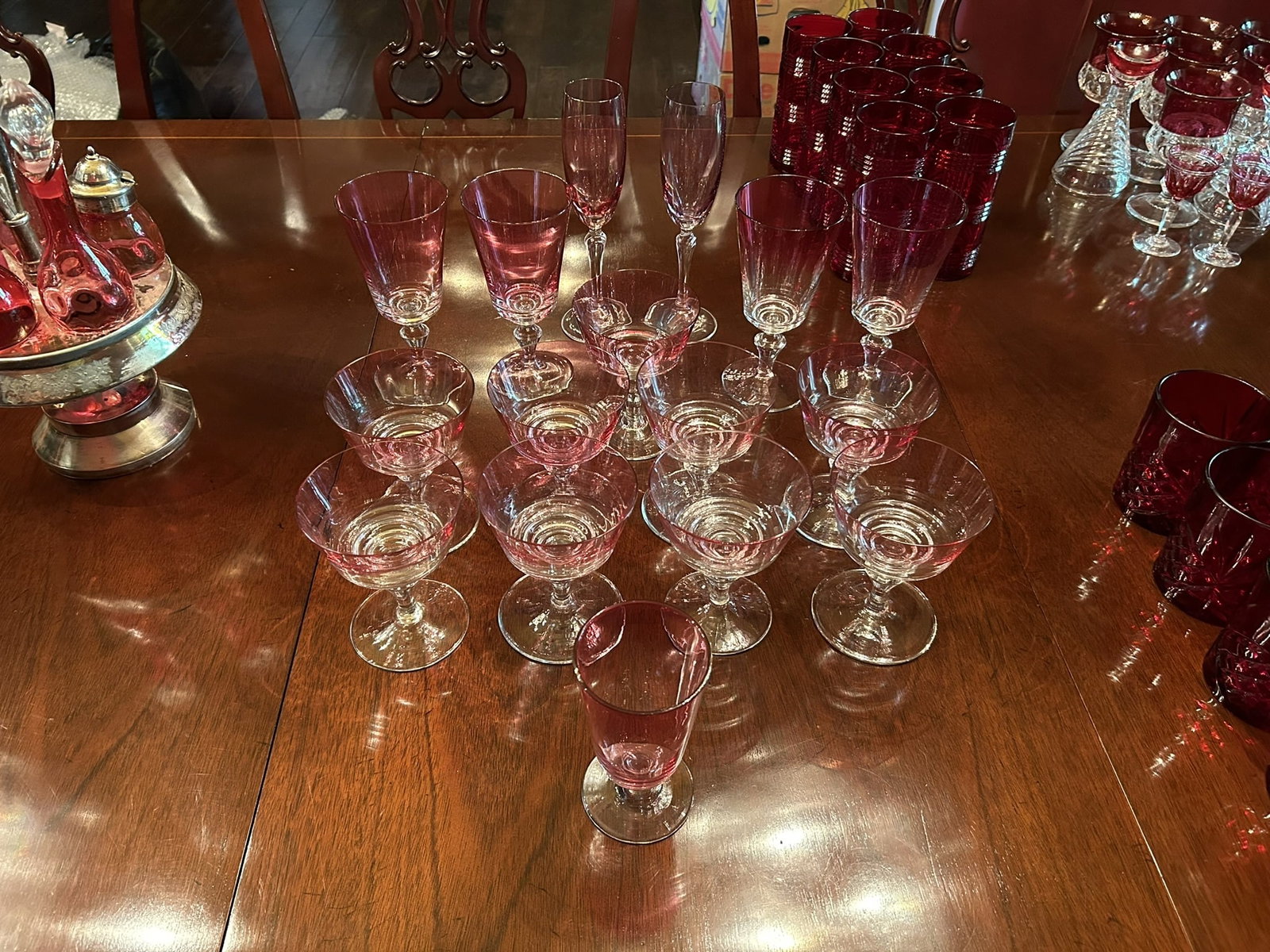 Vintage Pink Depression Glass Stemware Dessert Cups And Barware 16 Piece Grouping (1 of 3)