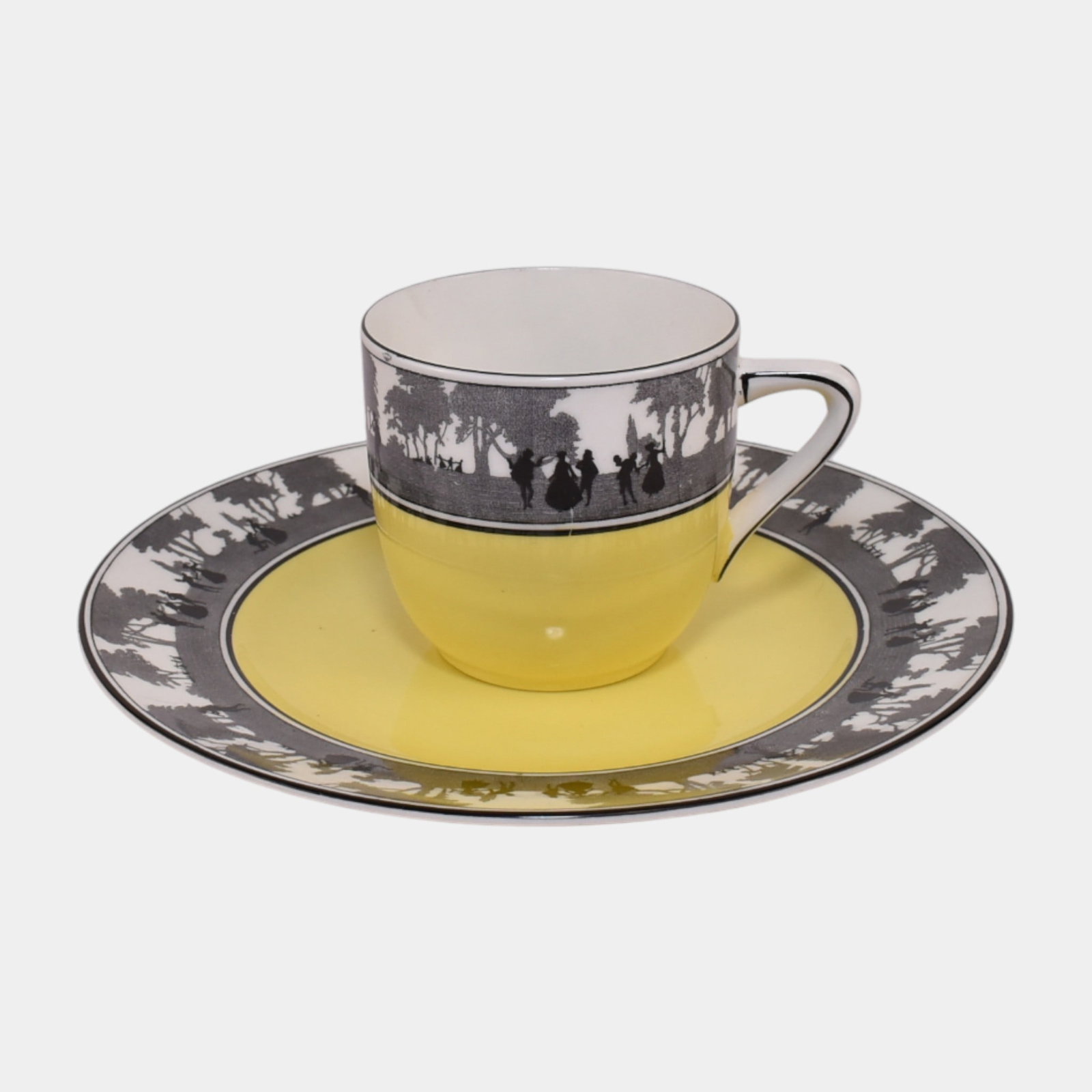Foley China EB & Co. English Art Deco Yellow Ground Silhouette Cup & Saucer (1 of 7)