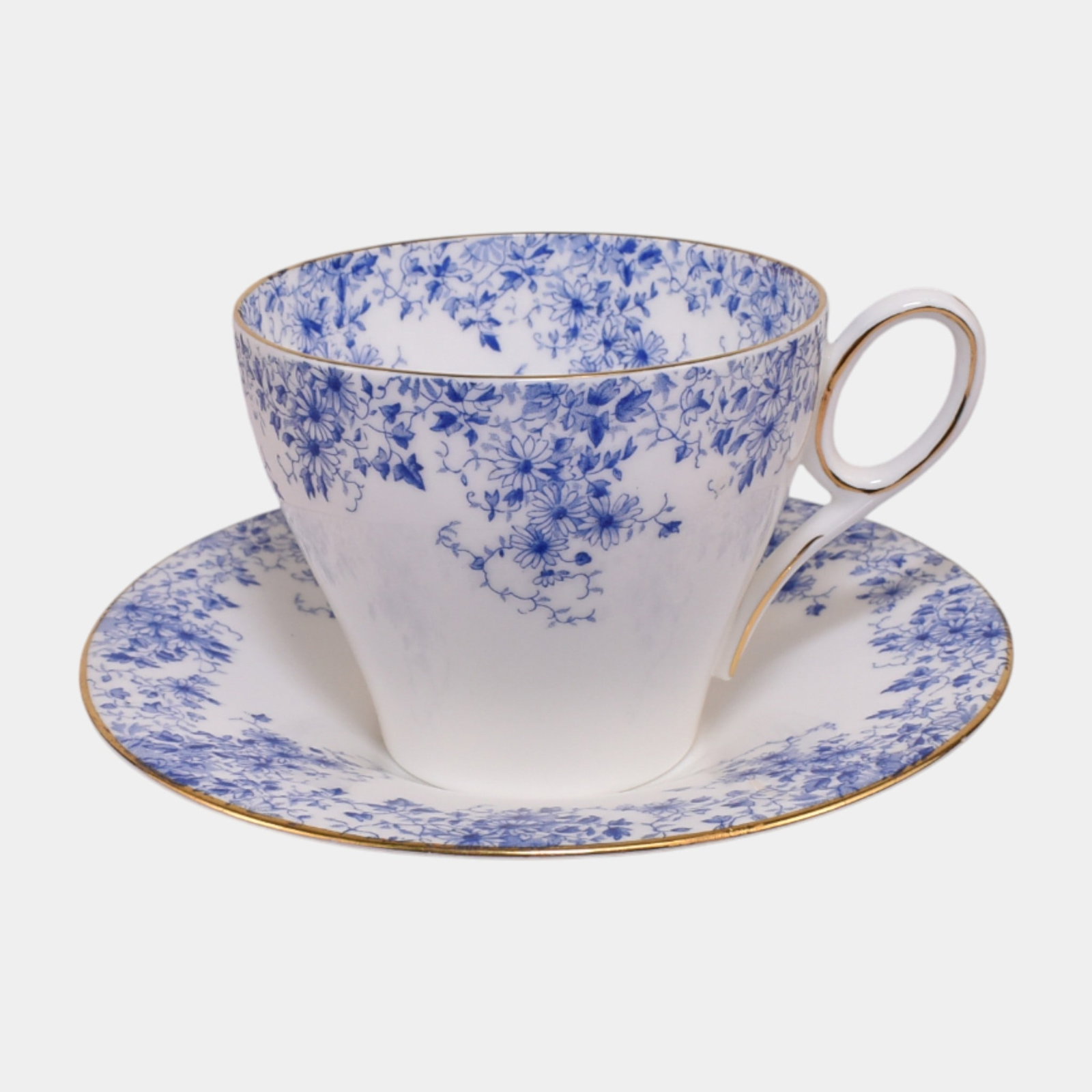 Shelley Oxford Dainty Blue Vintage English Bone China Blue Floral Cup & Saucer (1 of 7)