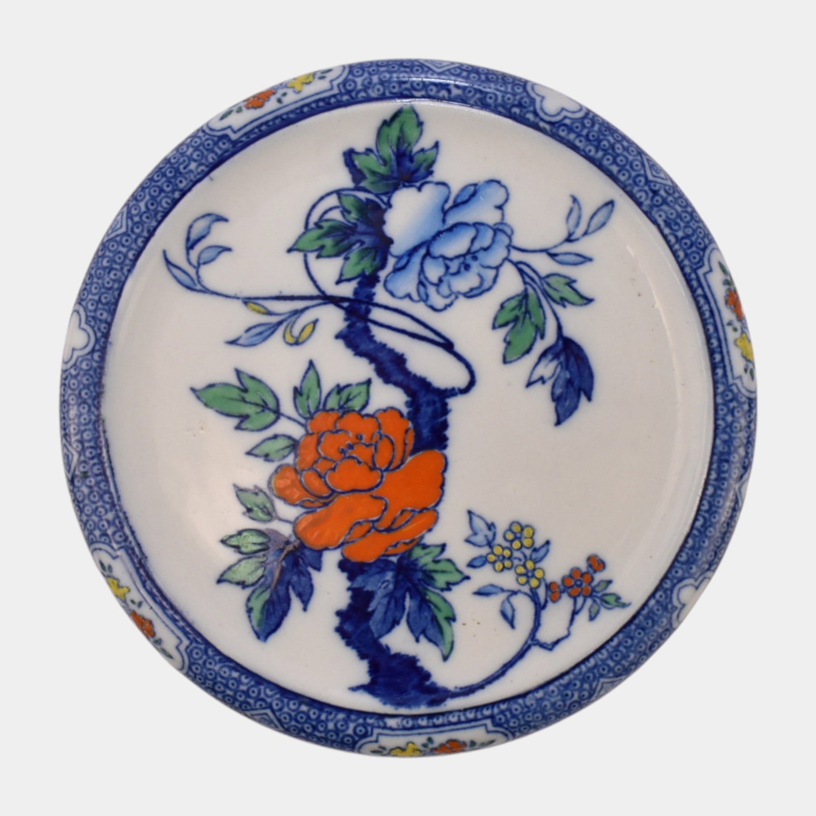 Shelley Early 20th Century English Blue White Porcelain Red Flower Dessert Plate (1 of 3)